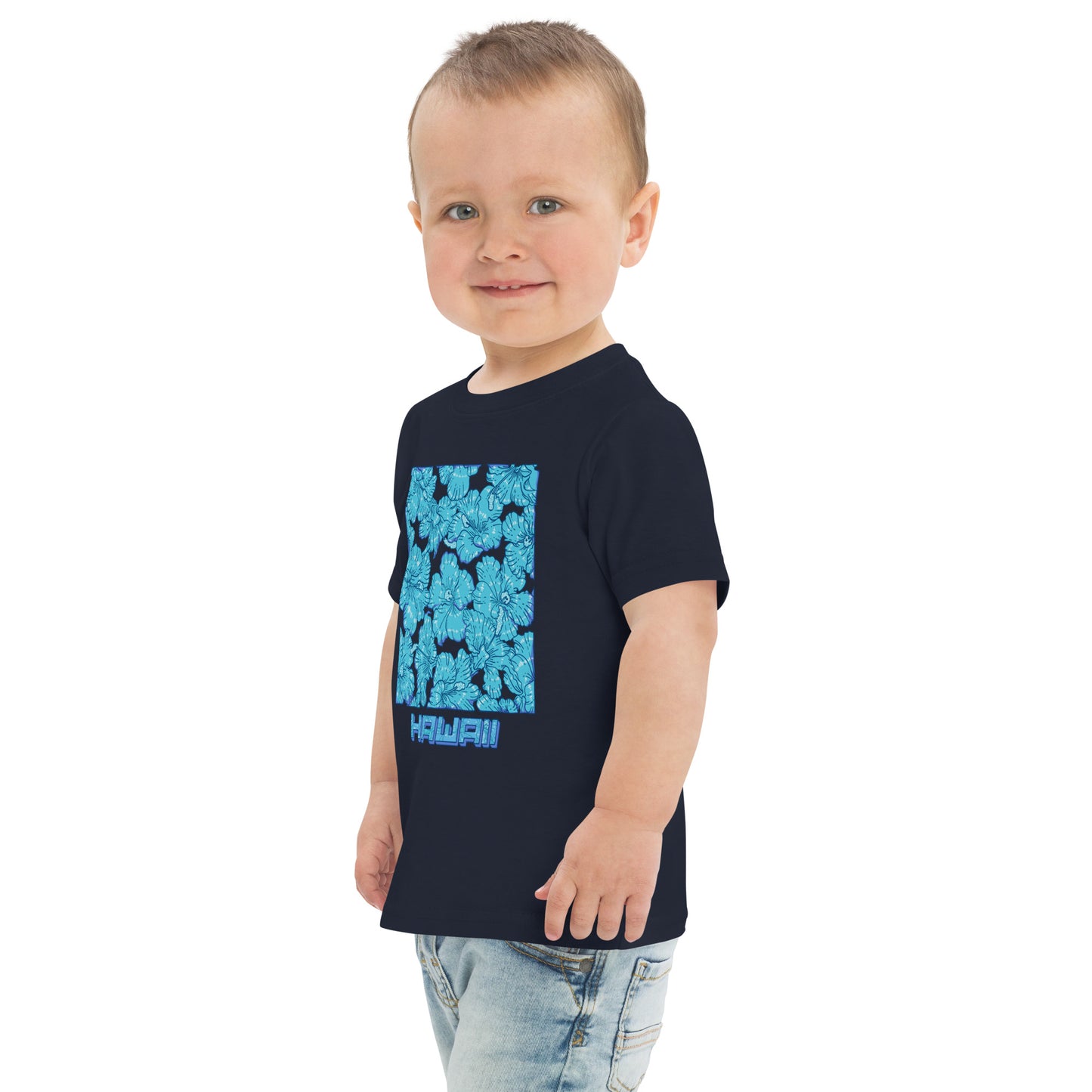 Blue Hibiscus Hawaii Toddler Jersey T-Shirt