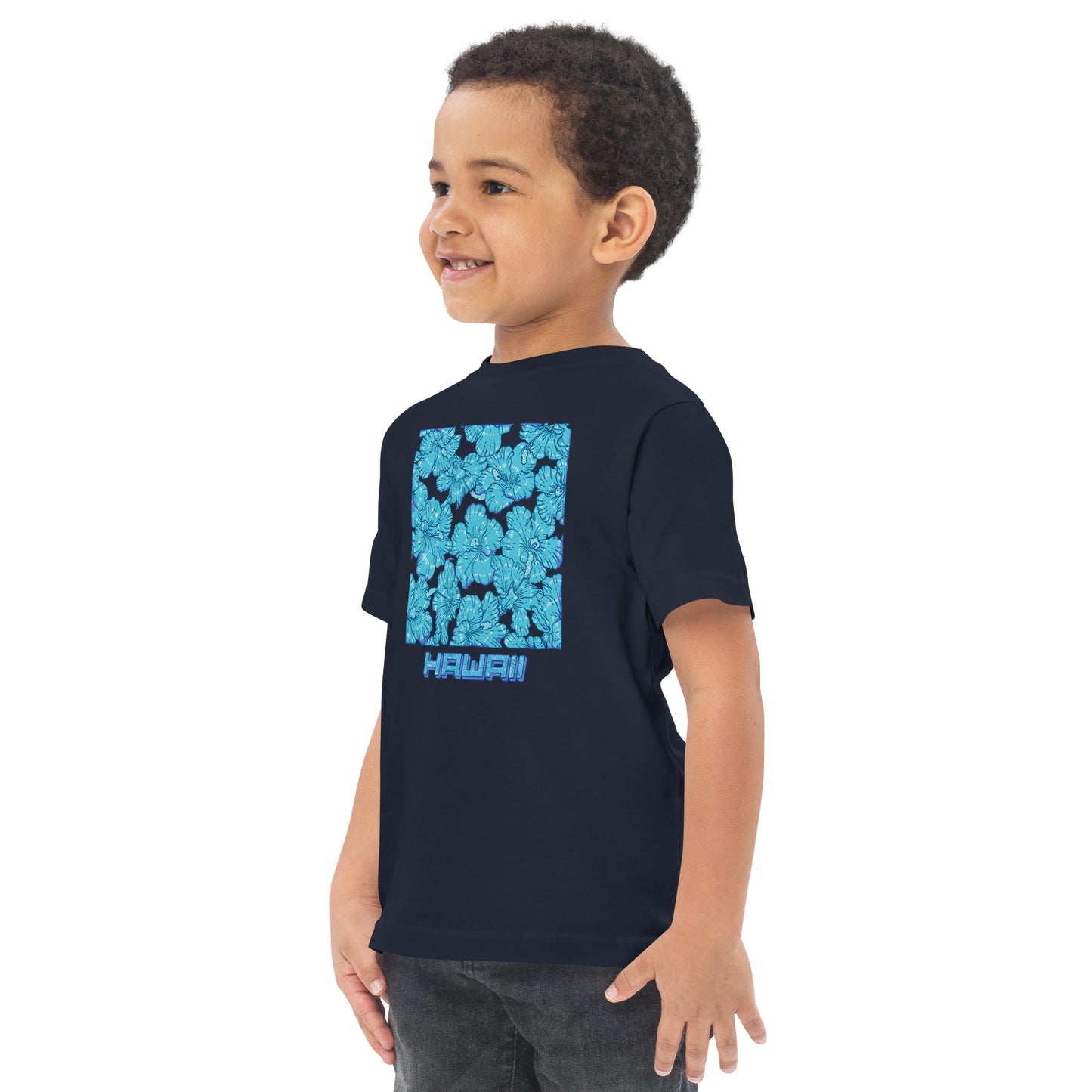 Blue Hibiscus Hawaii Toddler Jersey T-Shirt