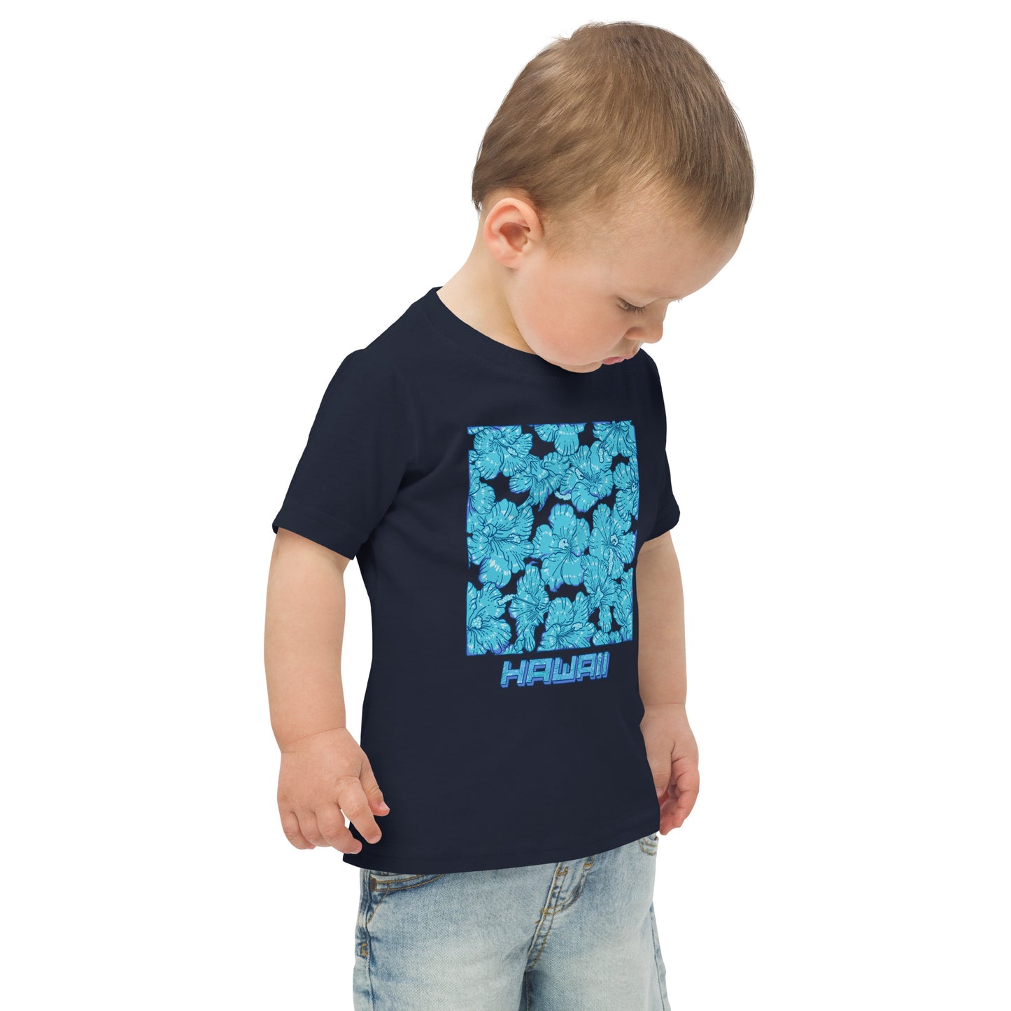 Blue Hibiscus Hawaii Toddler Jersey T-Shirt