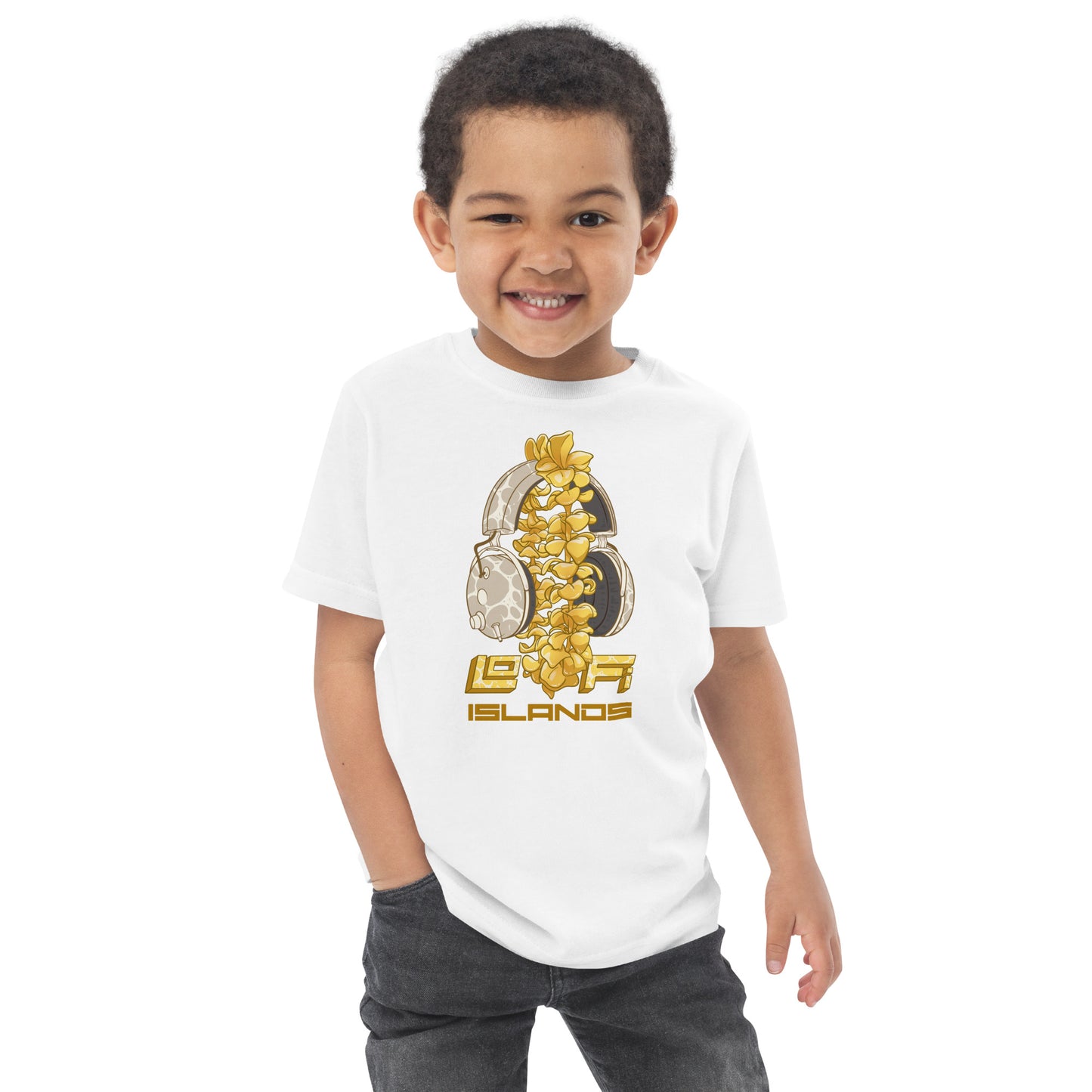 Lo-Fi Headphones Gold Lei Toddler Jersey T-Shirt