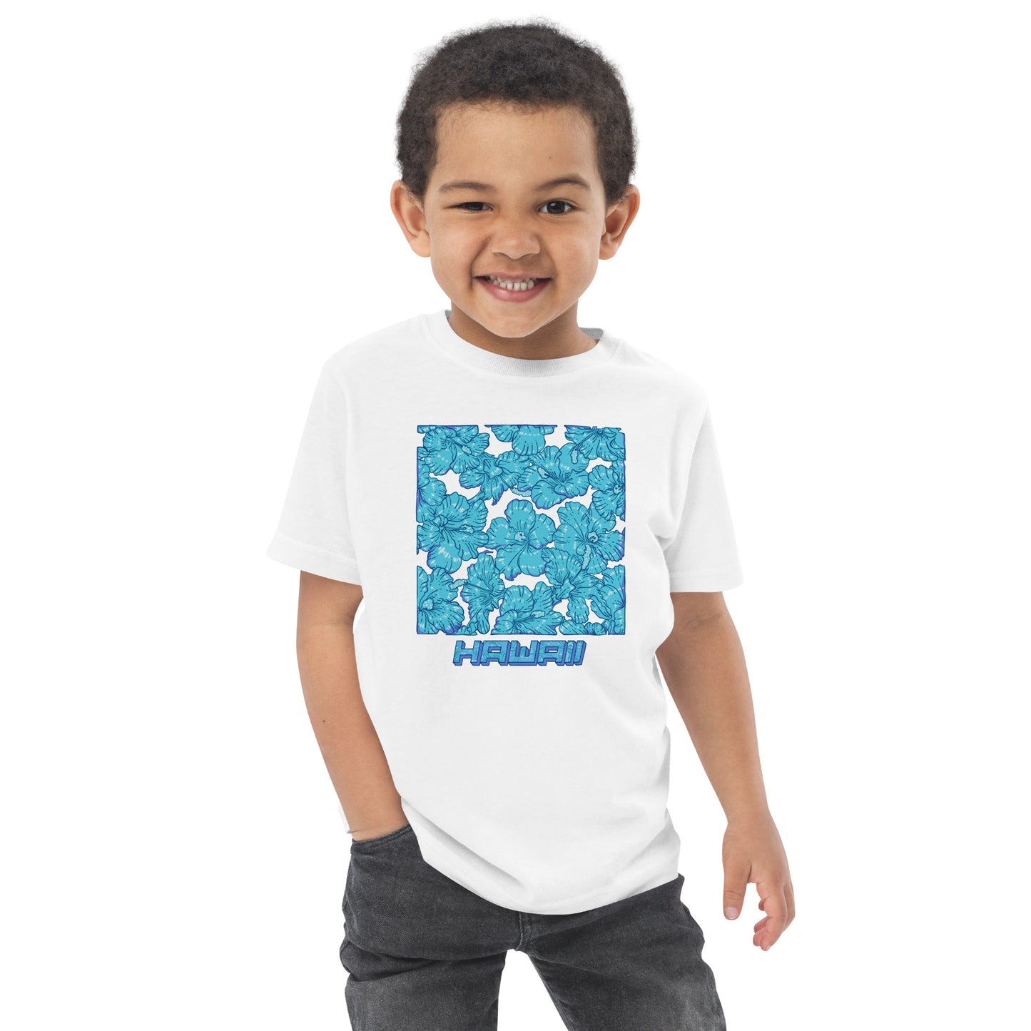 Blue Hibiscus Hawaii Toddler Jersey T-Shirt