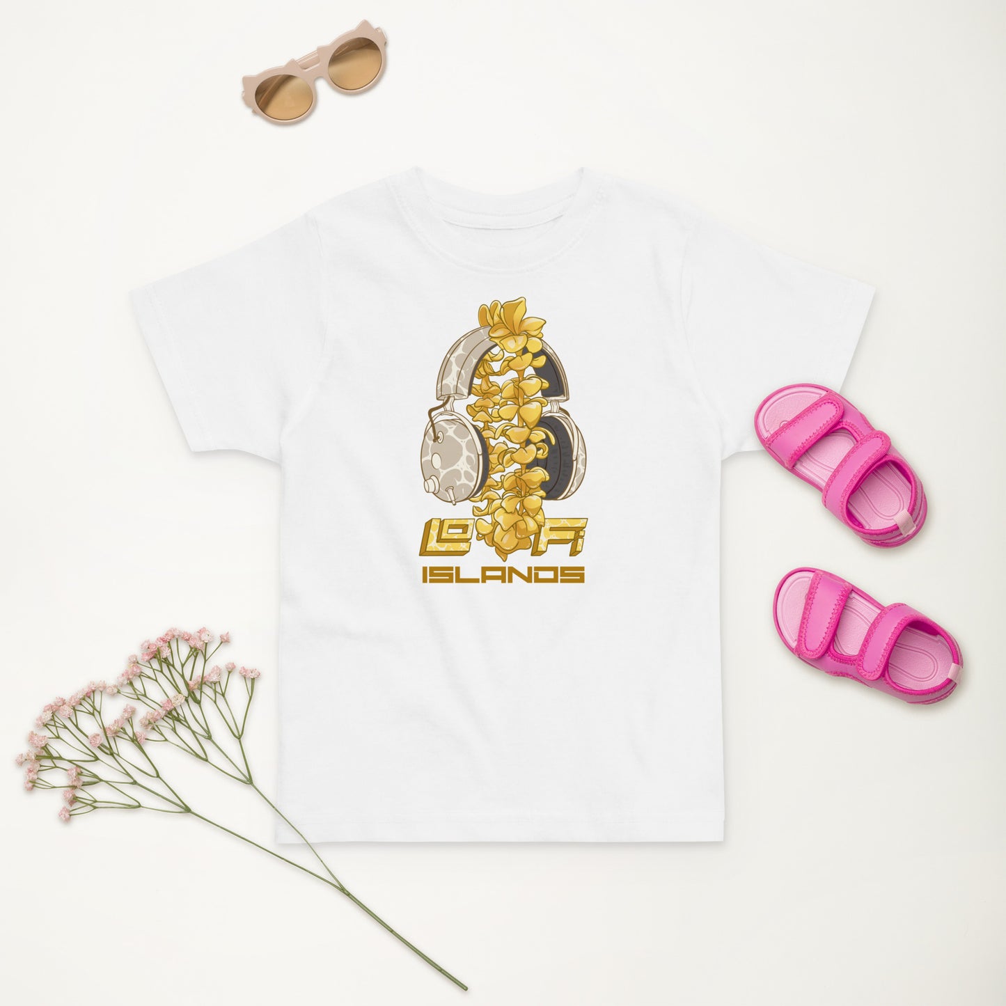 Lo-Fi Headphones Gold Lei Toddler Jersey T-Shirt