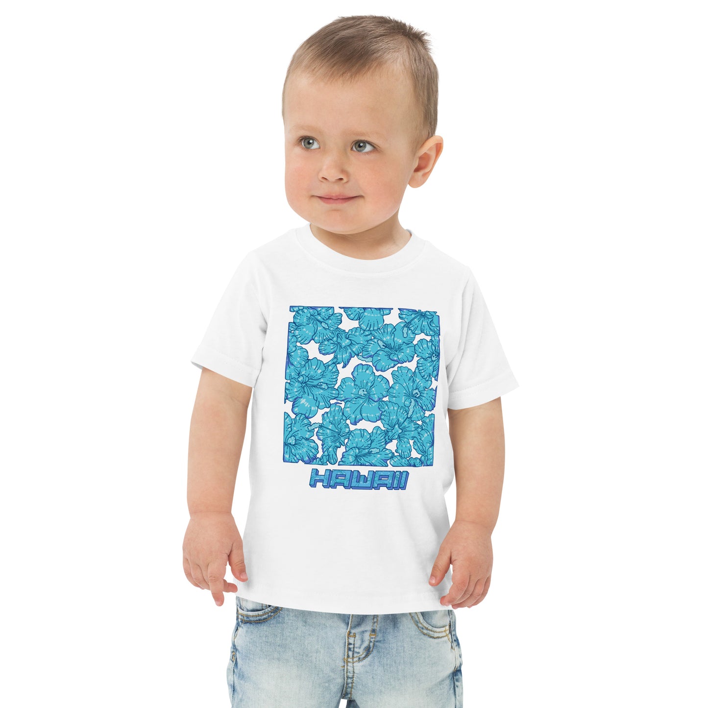 Blue Hibiscus Hawaii Toddler Jersey T-Shirt