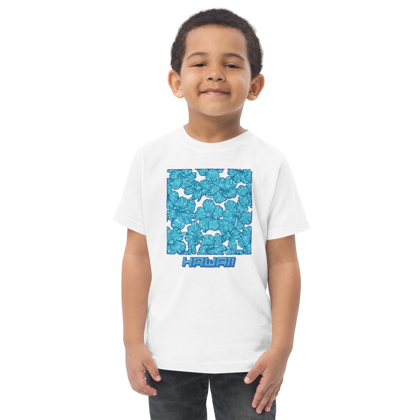 Blue Hibiscus Hawaii Toddler Jersey T-Shirt