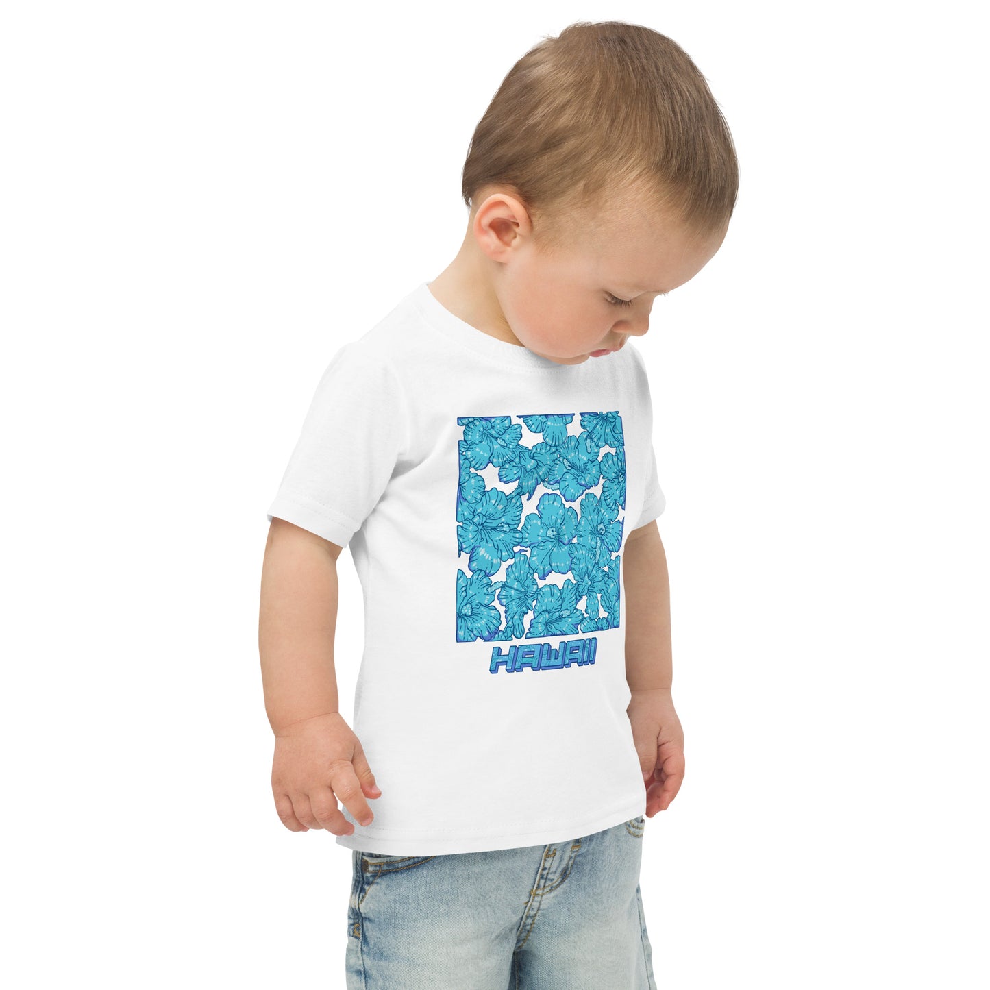 Blue Hibiscus Hawaii Toddler Jersey T-Shirt