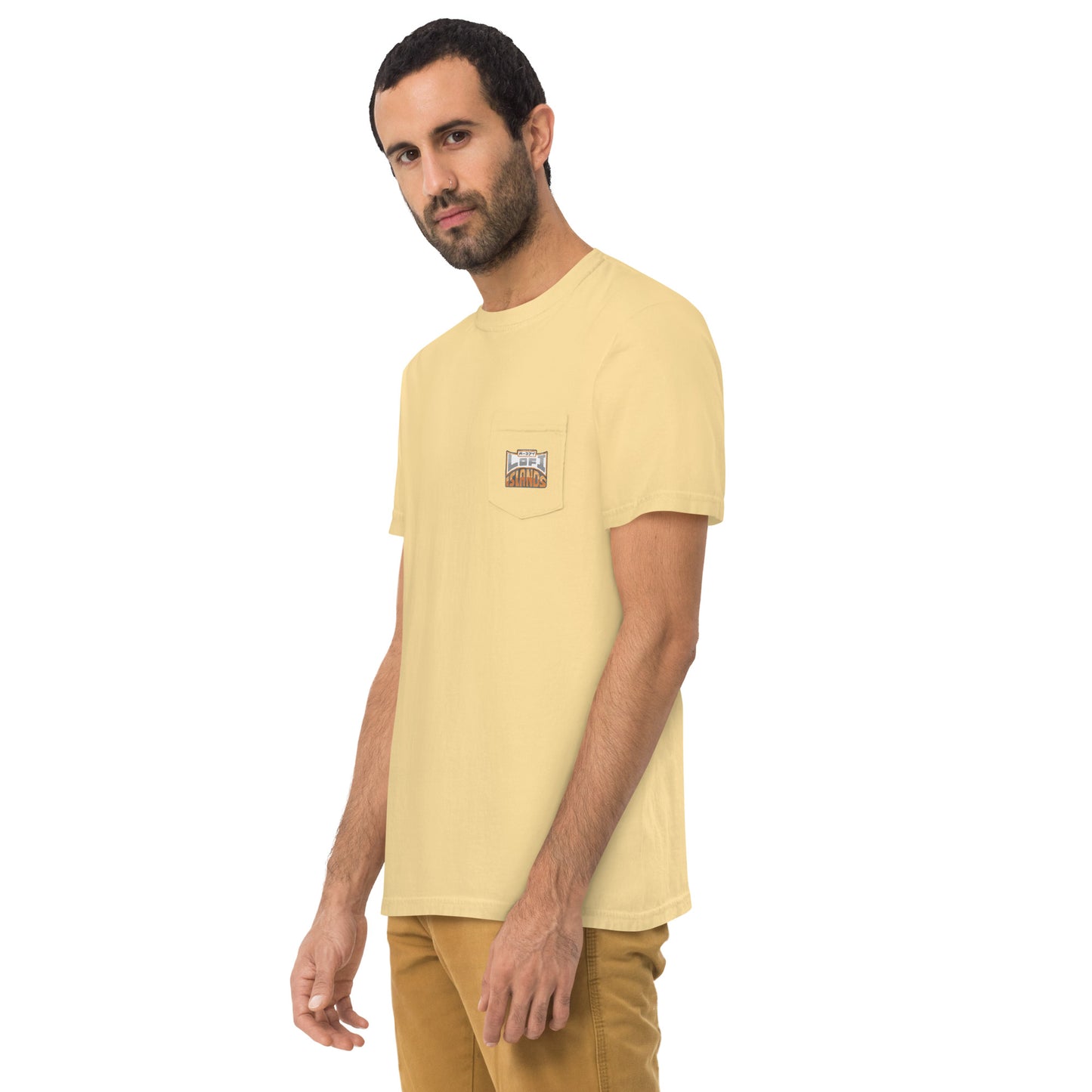 Lo-Fi Headphones Gold Lei Unisex Garment-Dyed Pocket T-Shirt