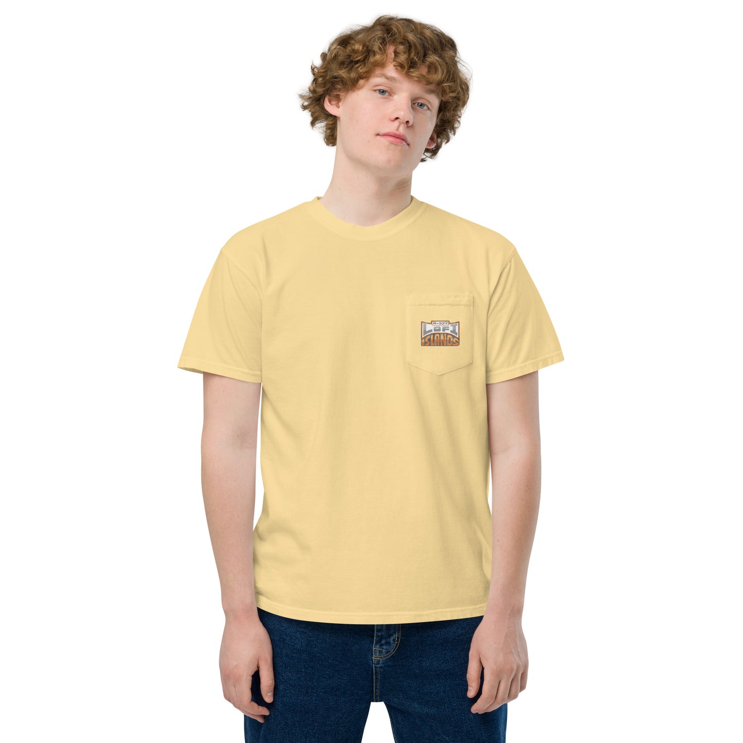 Lo-Fi Headphones Gold Lei Unisex Garment-Dyed Pocket T-Shirt