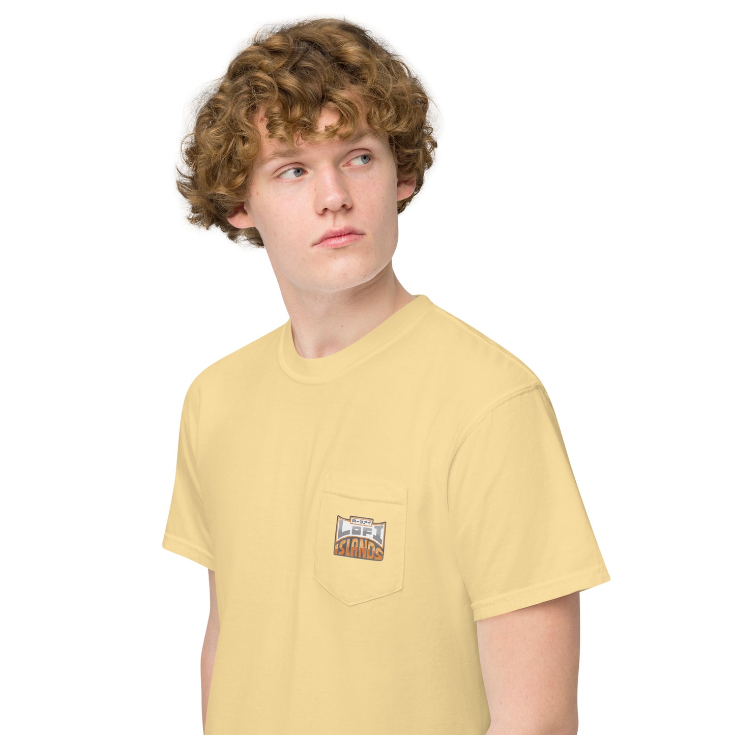 Lo-Fi Headphones Gold Lei Unisex Garment-Dyed Pocket T-Shirt