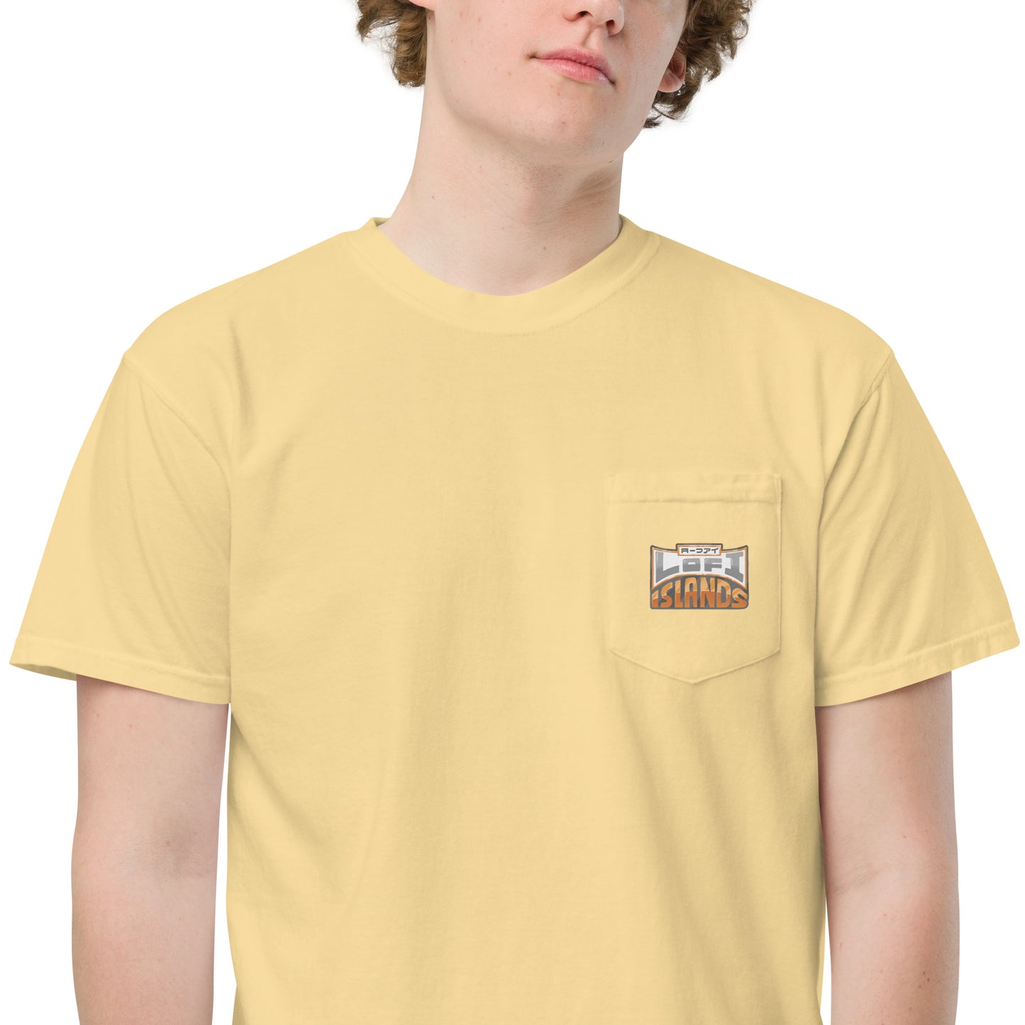 Lo-Fi Headphones Gold Lei Unisex Garment-Dyed Pocket T-Shirt