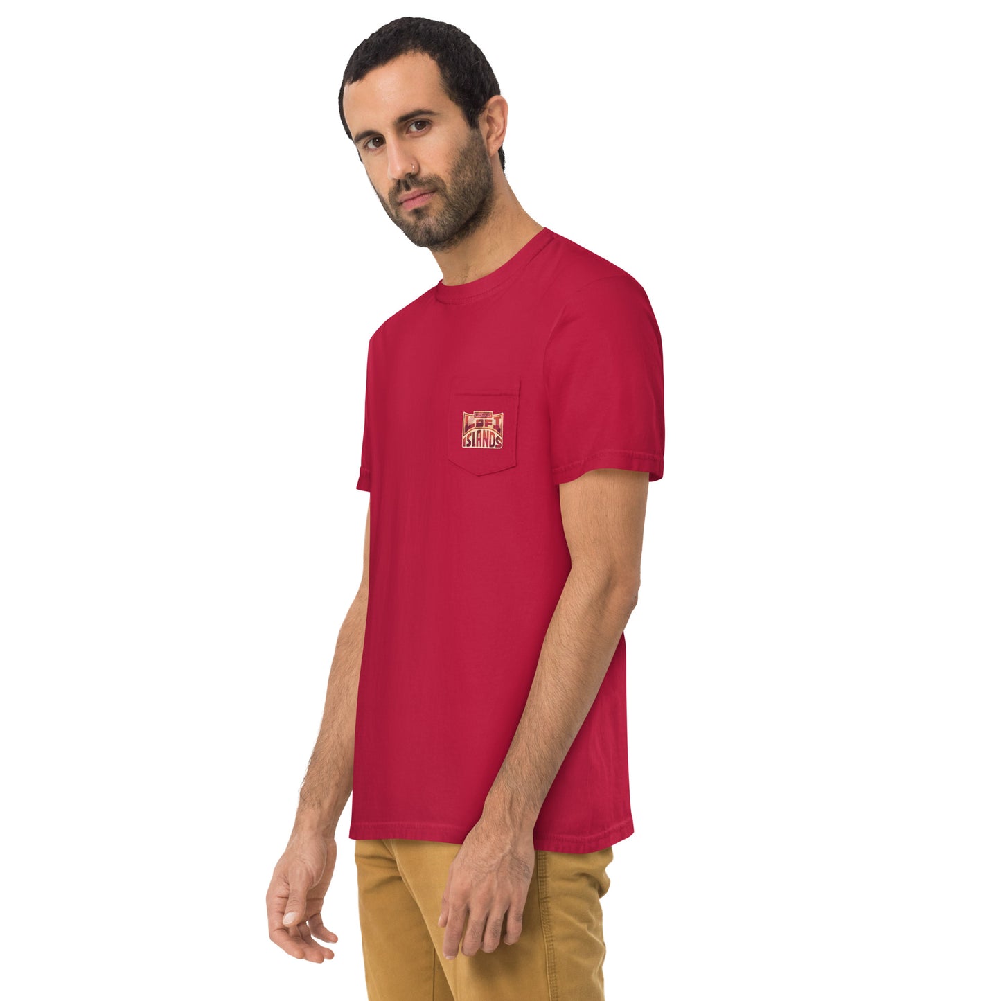 Red Hibiscus Vinyl Unisex Garment-Dyed Pocket T-Shirt