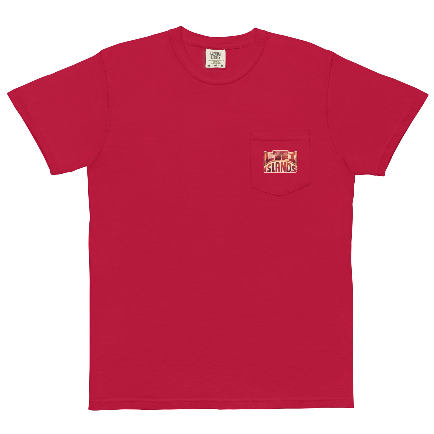 Red Hibiscus Vinyl Unisex Garment-Dyed Pocket T-Shirt