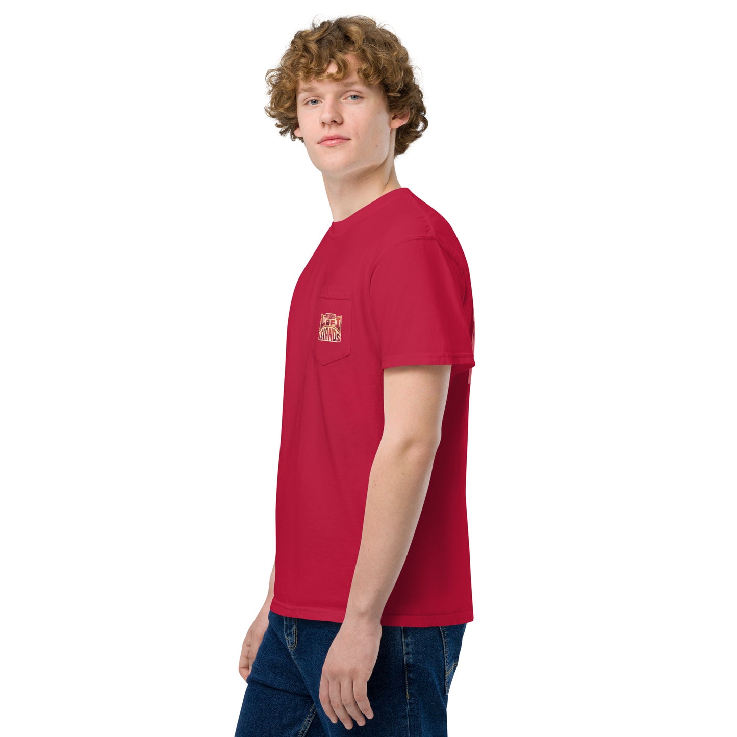 Red Hibiscus Vinyl Unisex Garment-Dyed Pocket T-Shirt