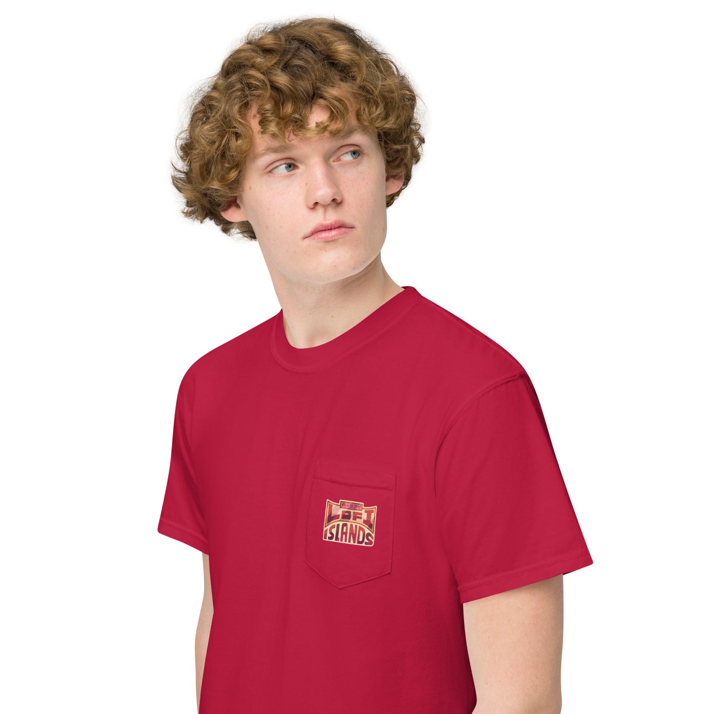 Red Hibiscus Vinyl Unisex Garment-Dyed Pocket T-Shirt