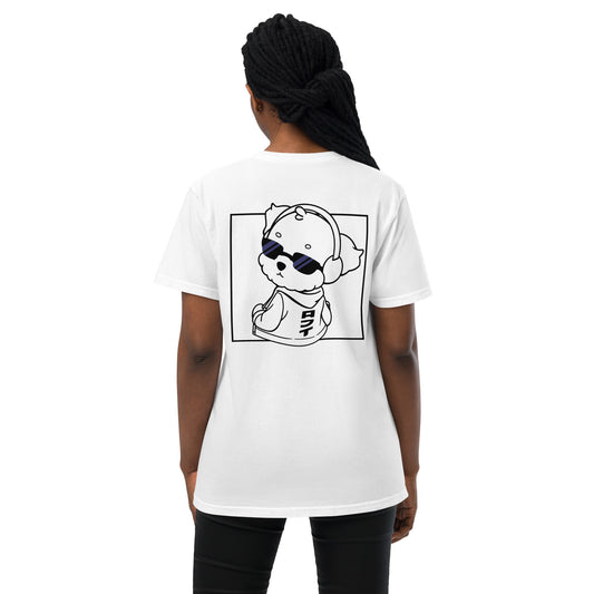 Lo-Fi Puppy B&W Unisex Garment-Dyed Pocket T-Shirt