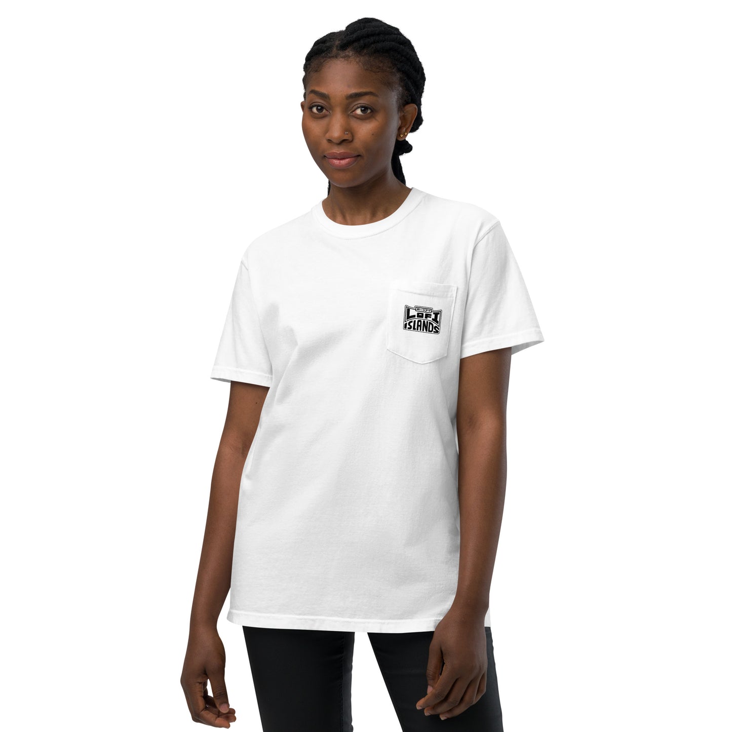 Lo-Fi Puppy B&W Unisex Garment-Dyed Pocket T-Shirt