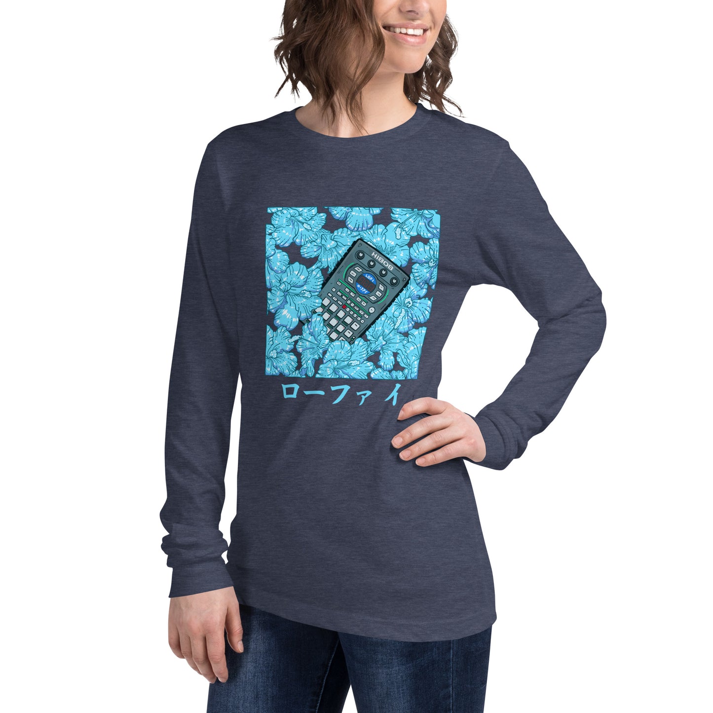 Blue Hibiscus Lo-Fi Unisex Long Sleeve Tee