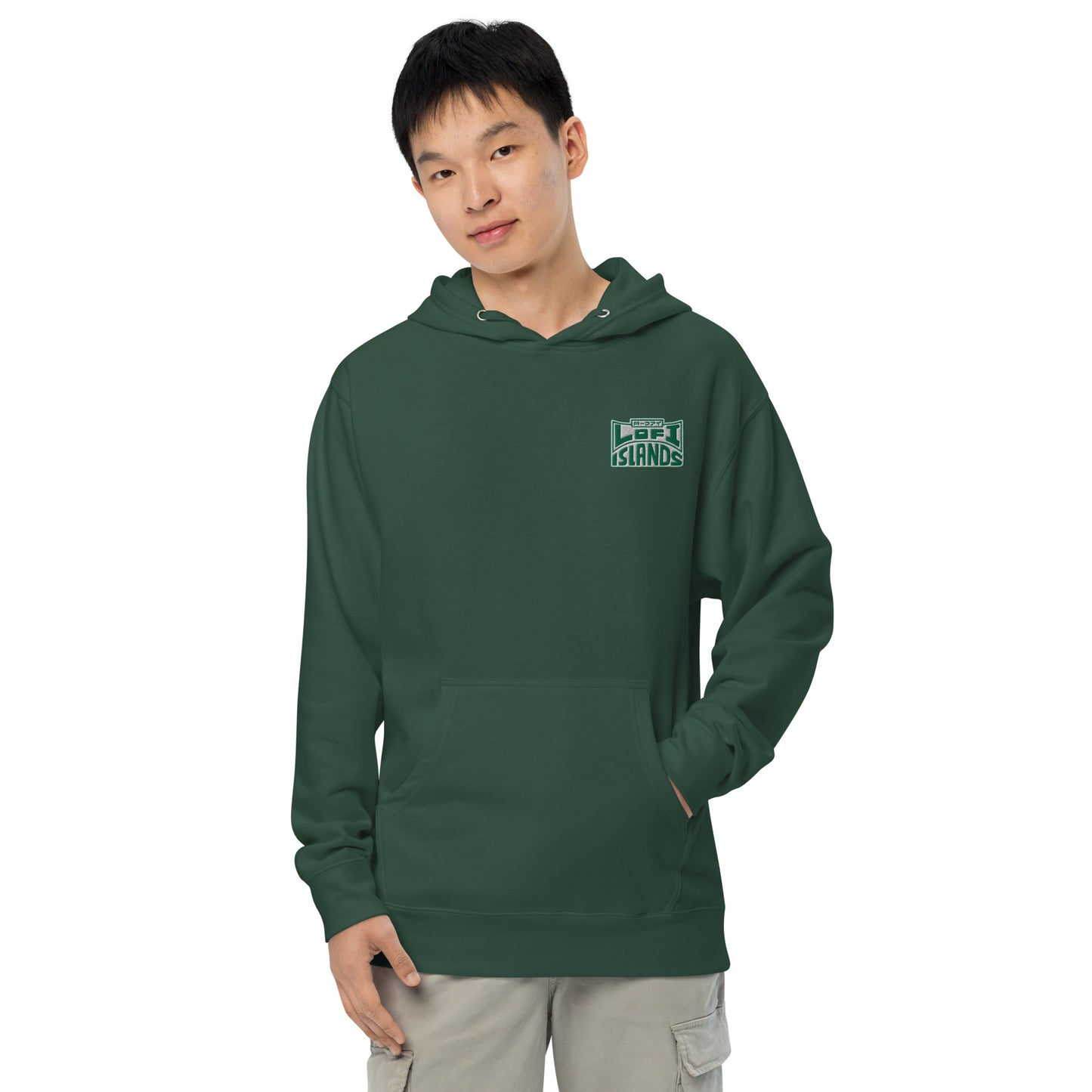 Lo-Fi Islands Lei Unisex Green Midweight Hoodie