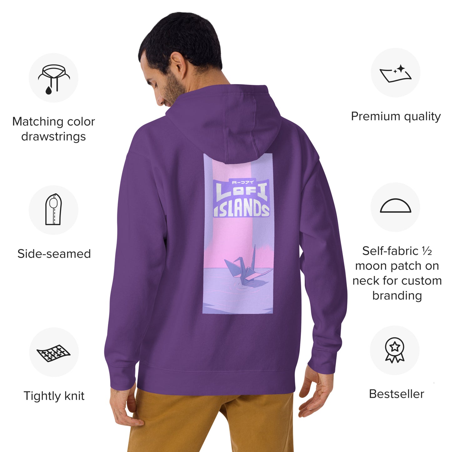 Purple Origami Crane Unisex Hoodie