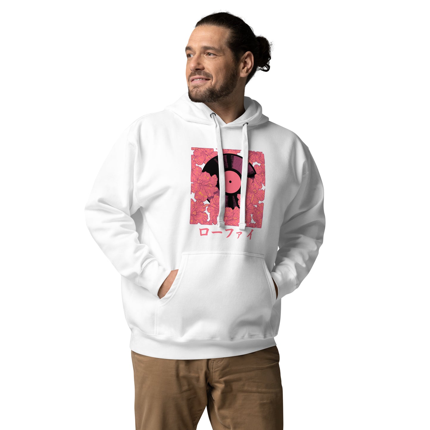 Red Hibiscus Vinyl Unisex Hoodie