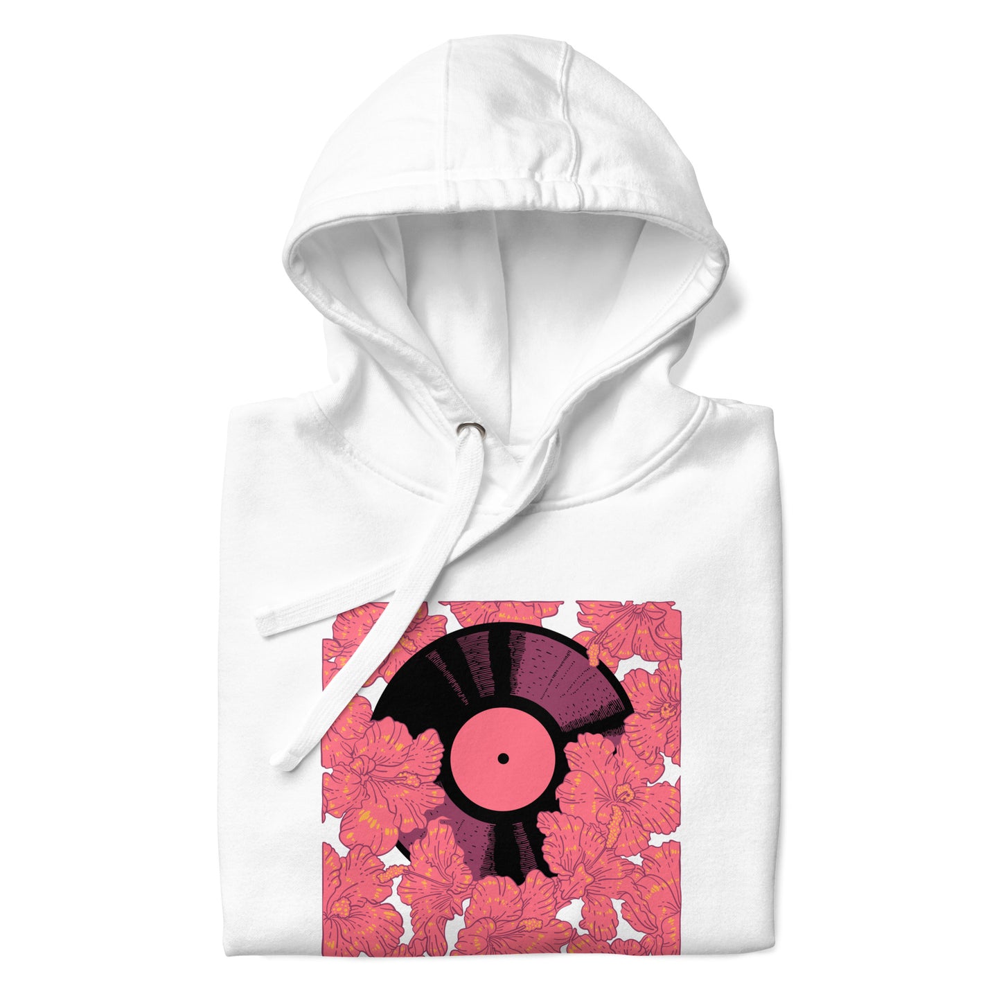 Red Hibiscus Vinyl Unisex Hoodie