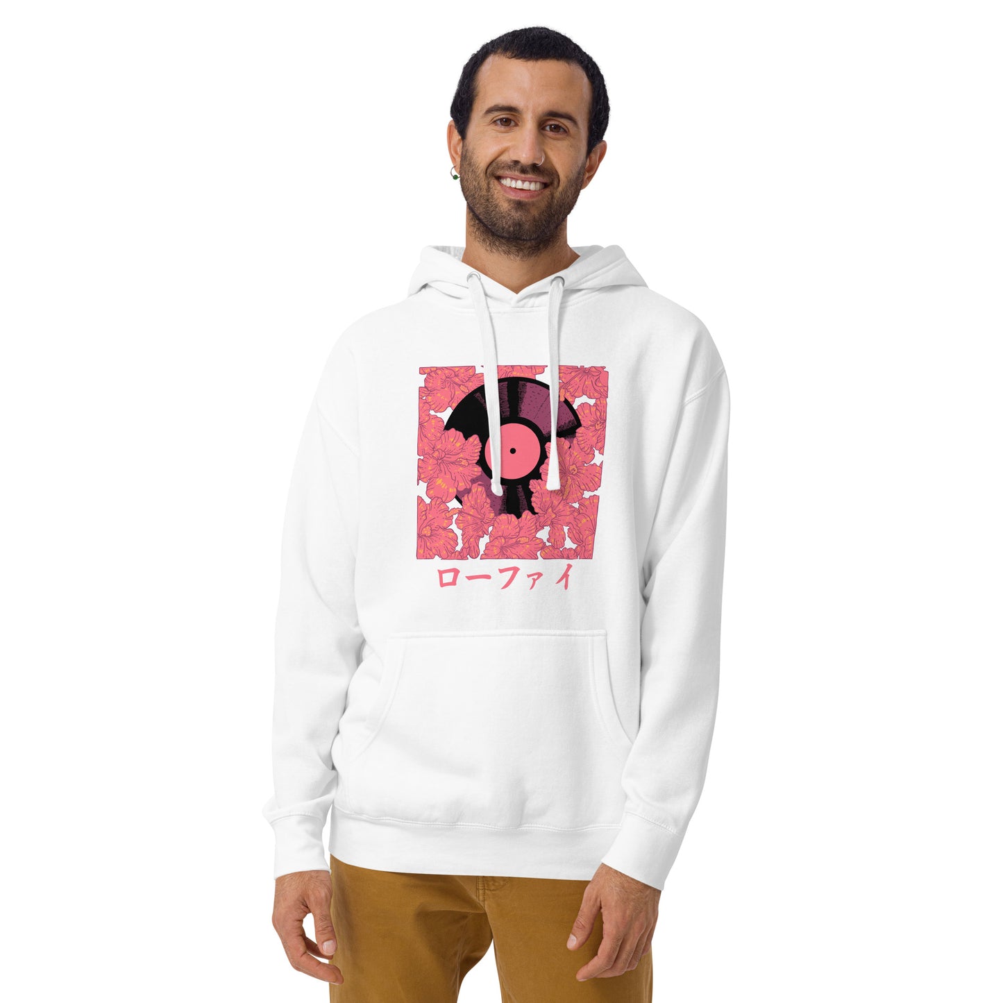 Red Hibiscus Vinyl Unisex Hoodie