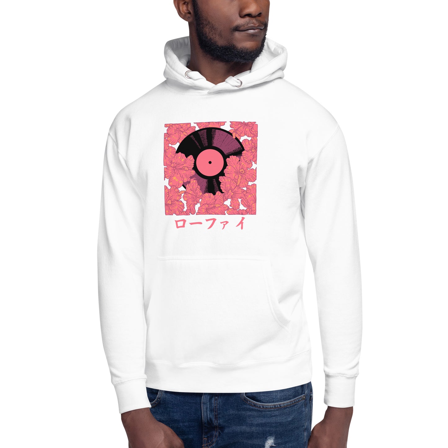 Red Hibiscus Vinyl Unisex Hoodie