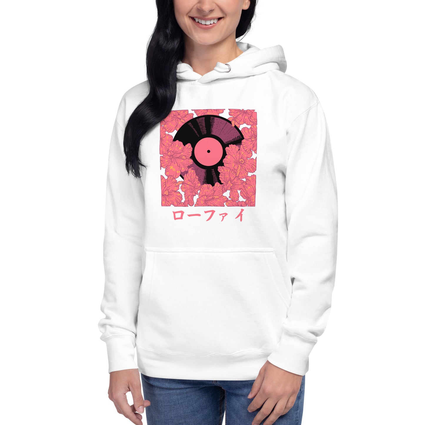 Red Hibiscus Vinyl Unisex Hoodie