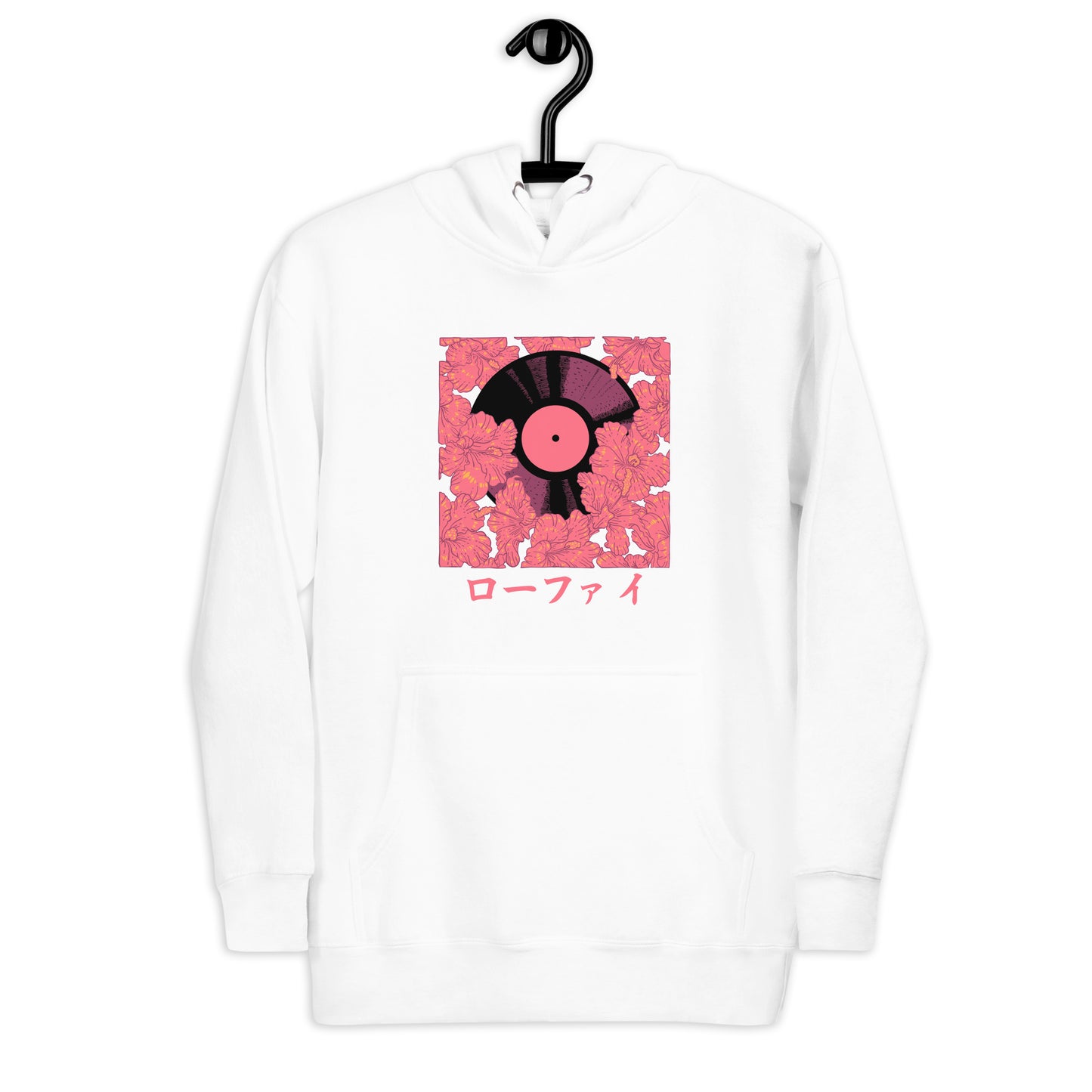 Red Hibiscus Vinyl Unisex Hoodie