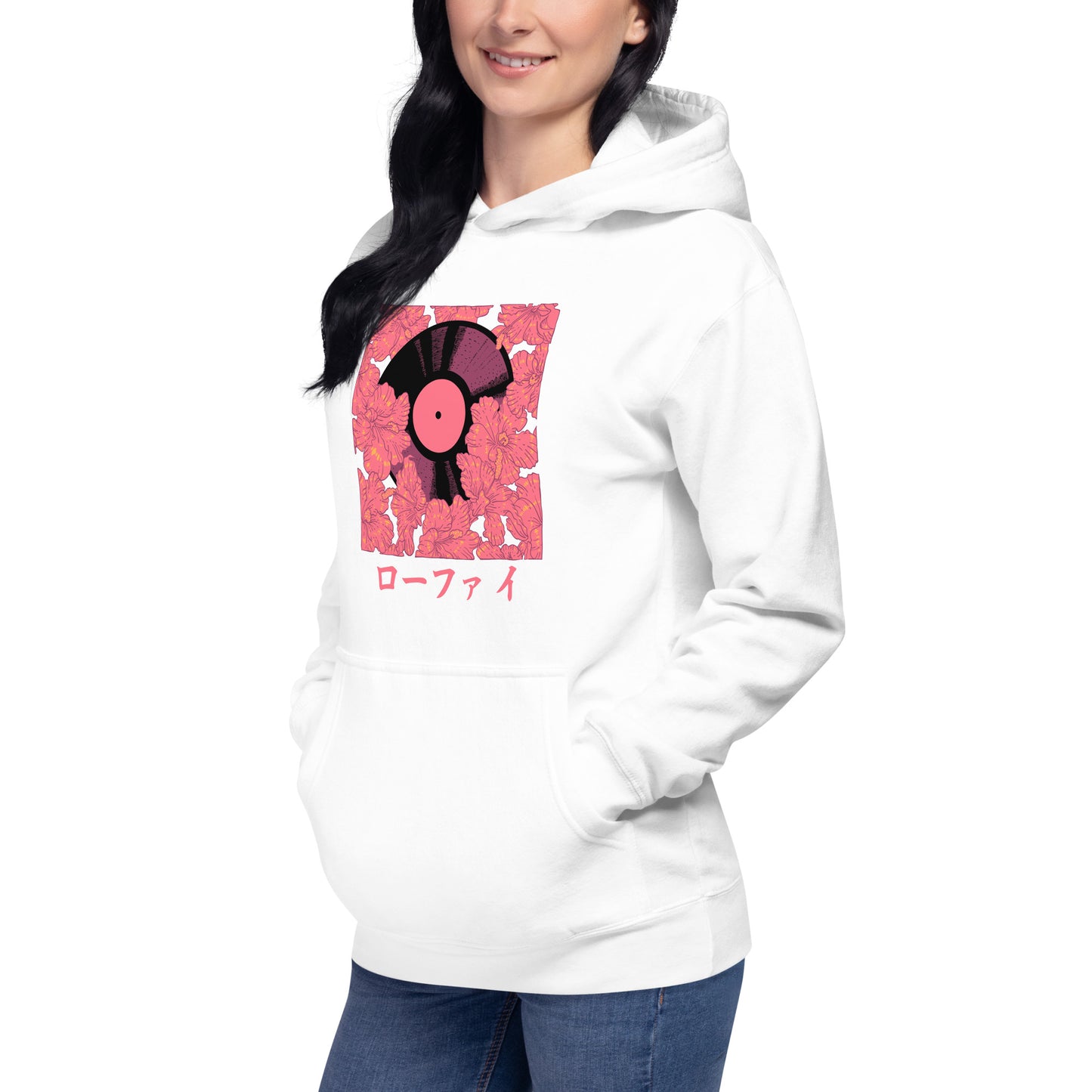 Red Hibiscus Vinyl Unisex Hoodie