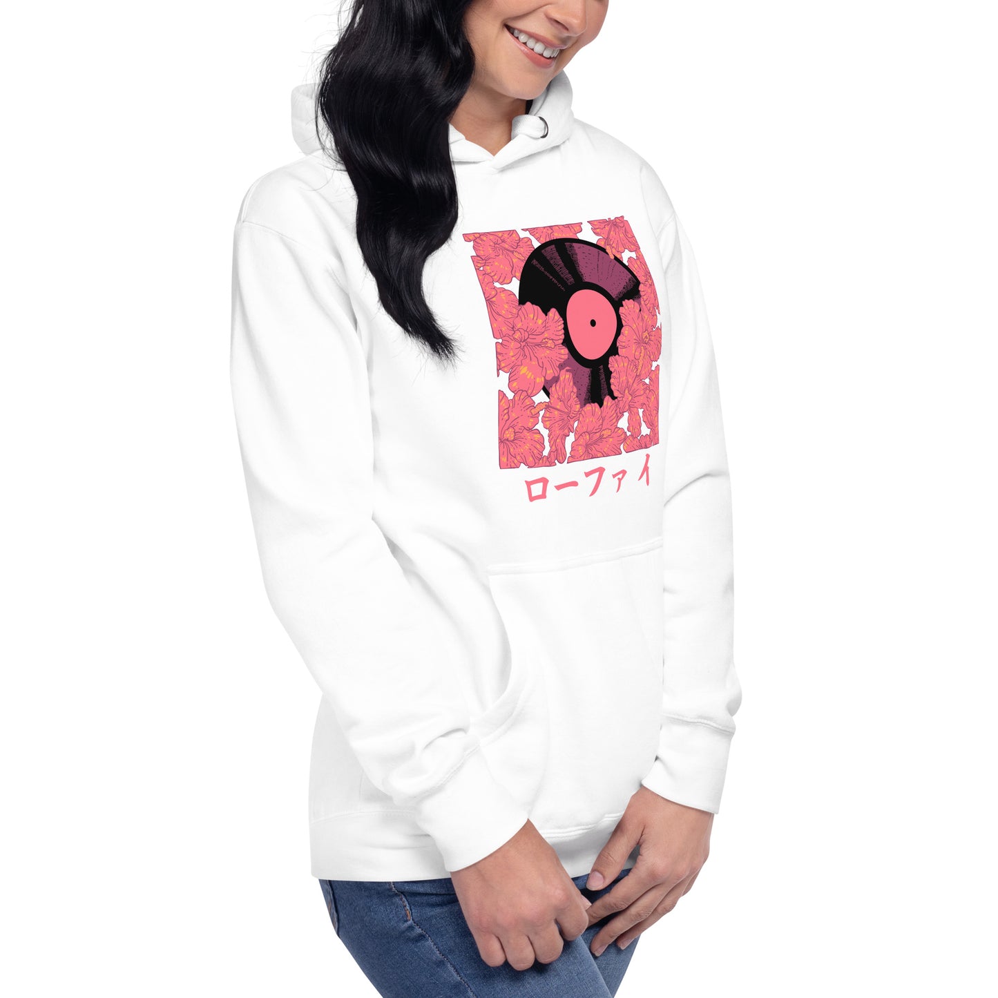 Red Hibiscus Vinyl Unisex Hoodie