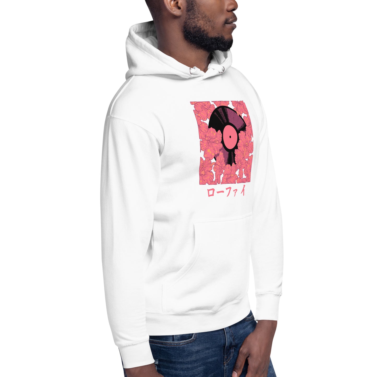 Red Hibiscus Vinyl Unisex Hoodie