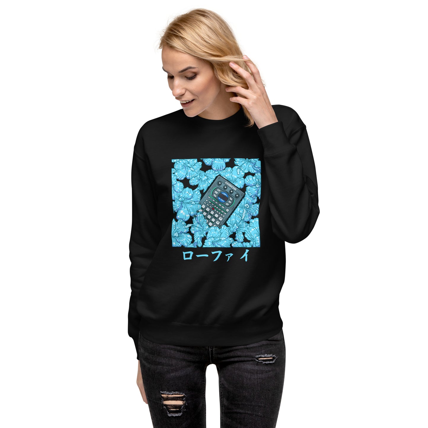 Blue Hibiscus Lo-Fi Unisex Premium Sweatshirt