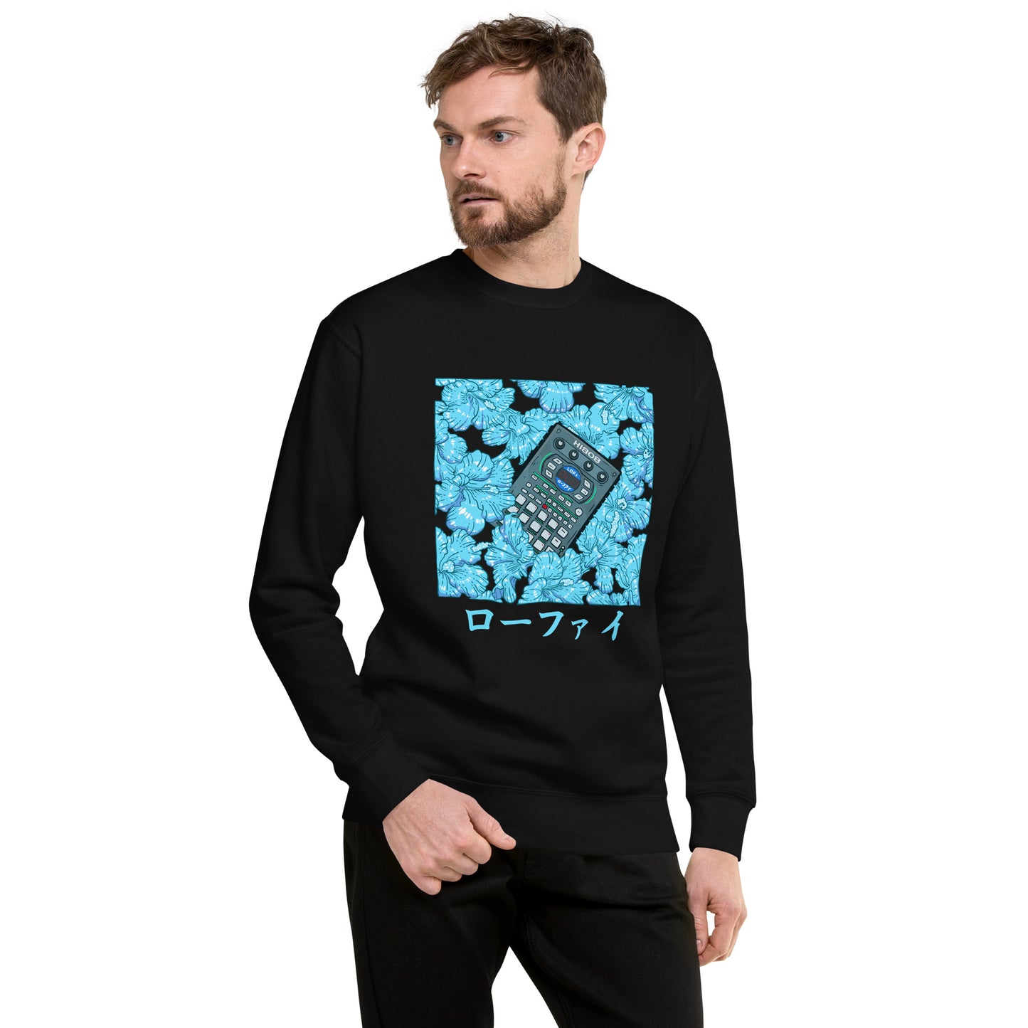 Blue Hibiscus Lo-Fi Unisex Premium Sweatshirt