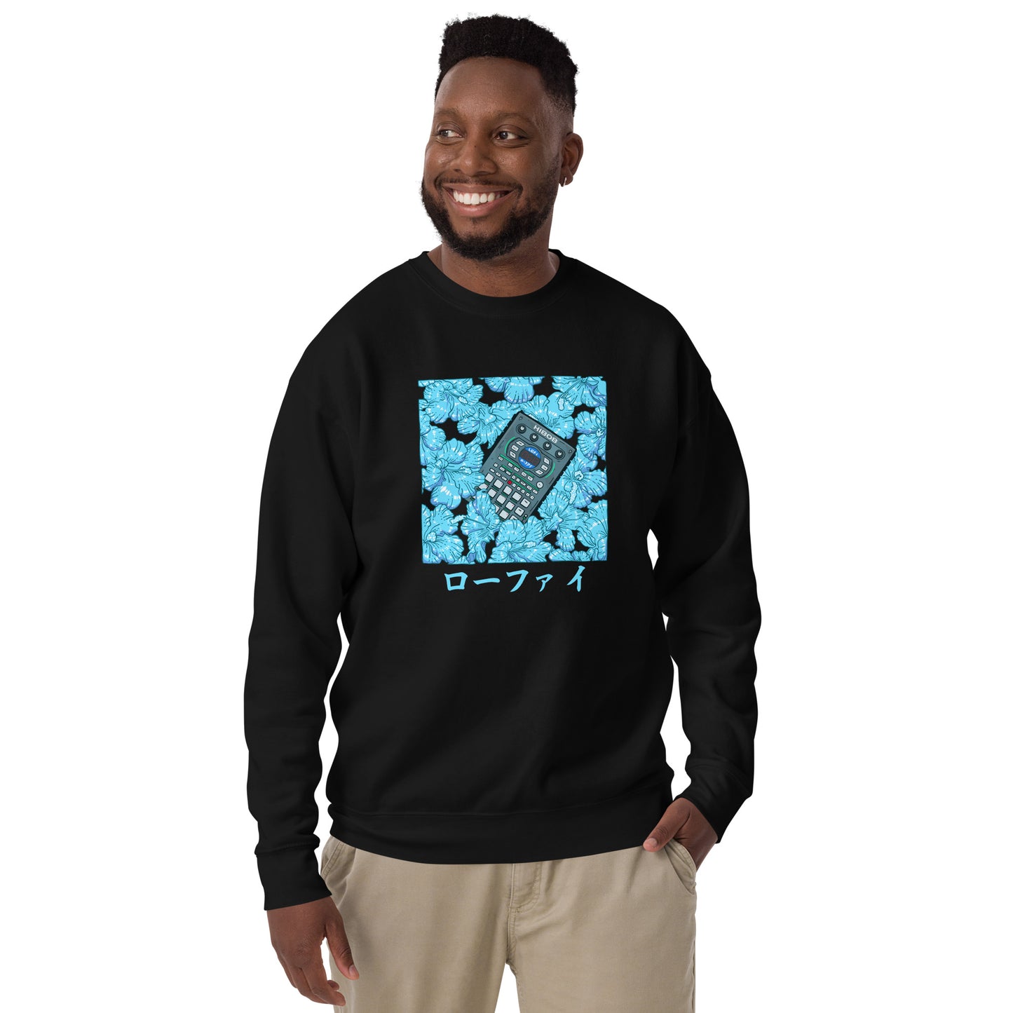 Blue Hibiscus Lo-Fi Unisex Premium Sweatshirt