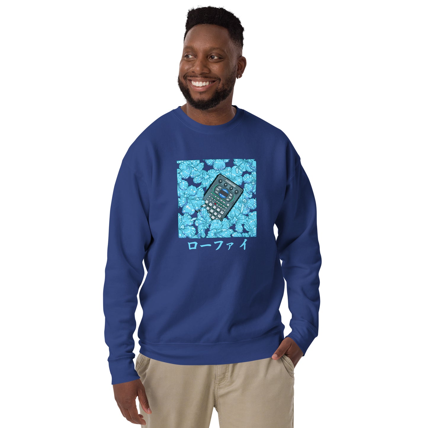 Blue Hibiscus Lo-Fi Unisex Premium Sweatshirt