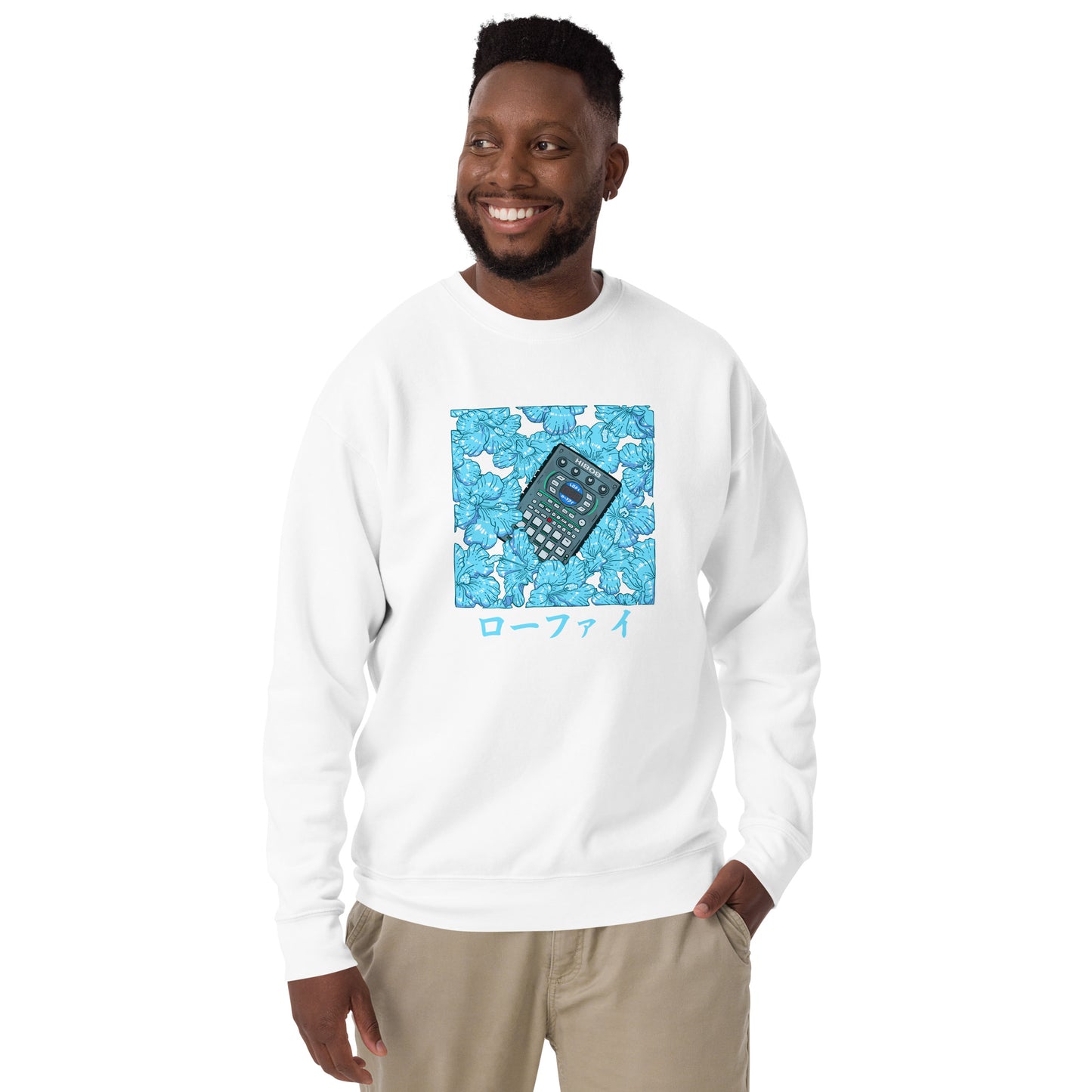 Blue Hibiscus Lo-Fi Unisex Premium Sweatshirt