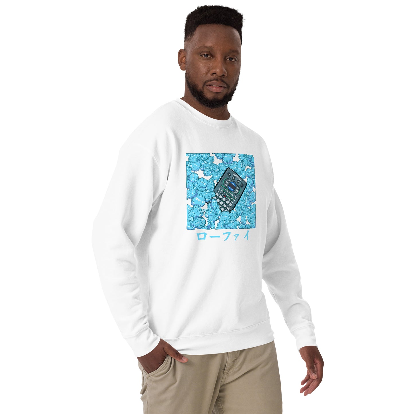 Blue Hibiscus Lo-Fi Unisex Premium Sweatshirt