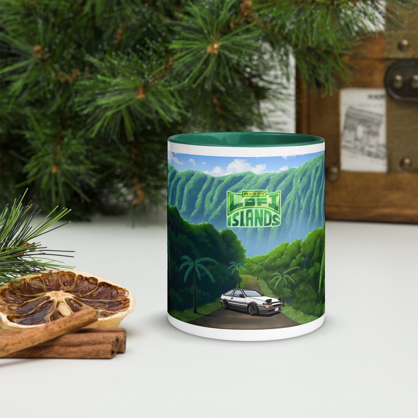 Hoʻomaluhia Botanical Garden Green Mug with Color Inside