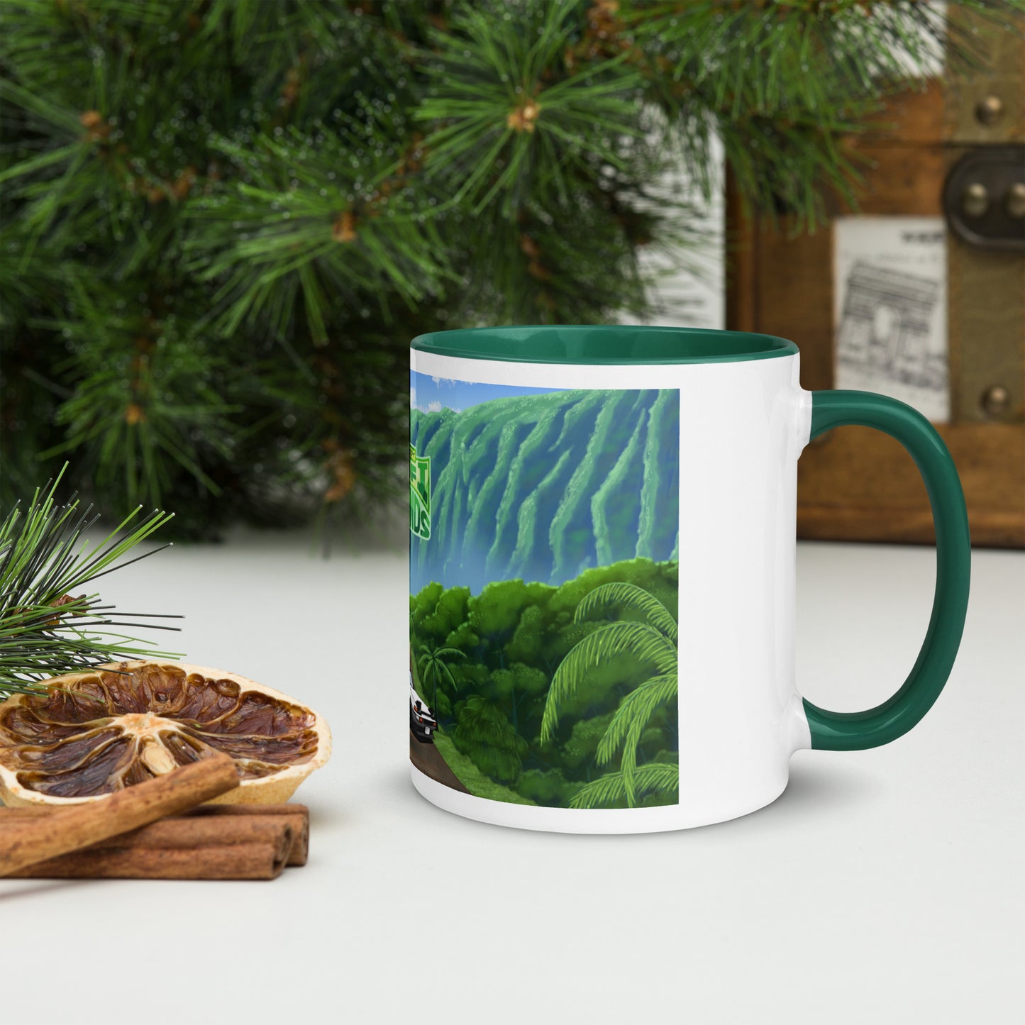 Hoʻomaluhia Botanical Garden Green Mug with Color Inside