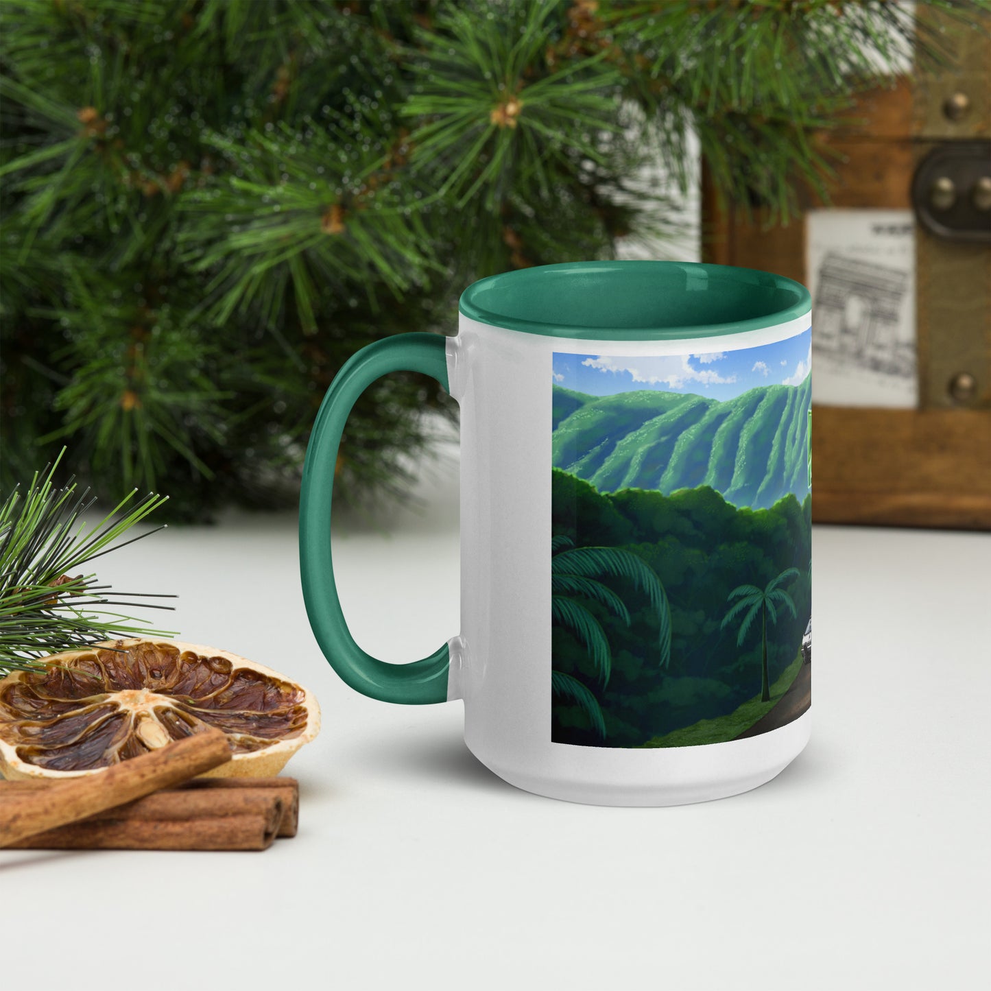 Hoʻomaluhia Botanical Garden Green Mug with Color Inside