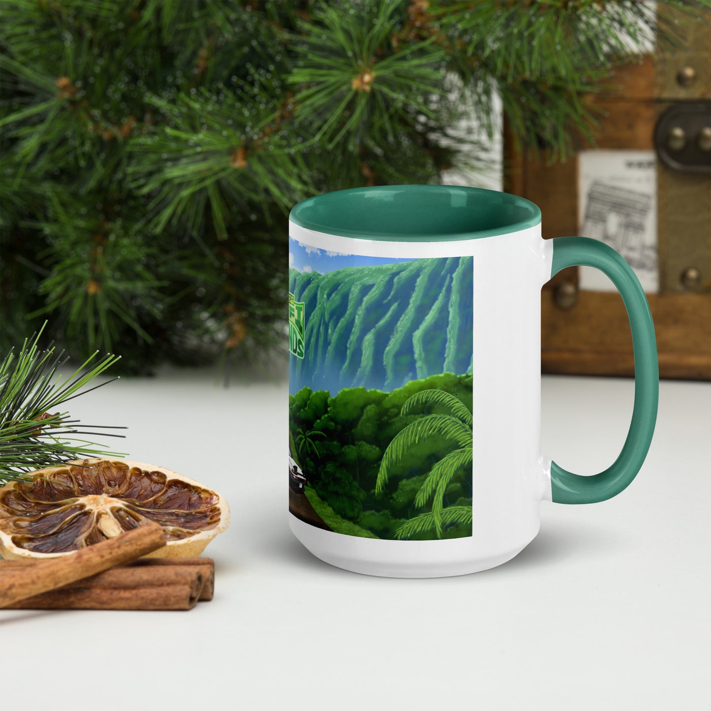 Hoʻomaluhia Botanical Garden Green Mug with Color Inside