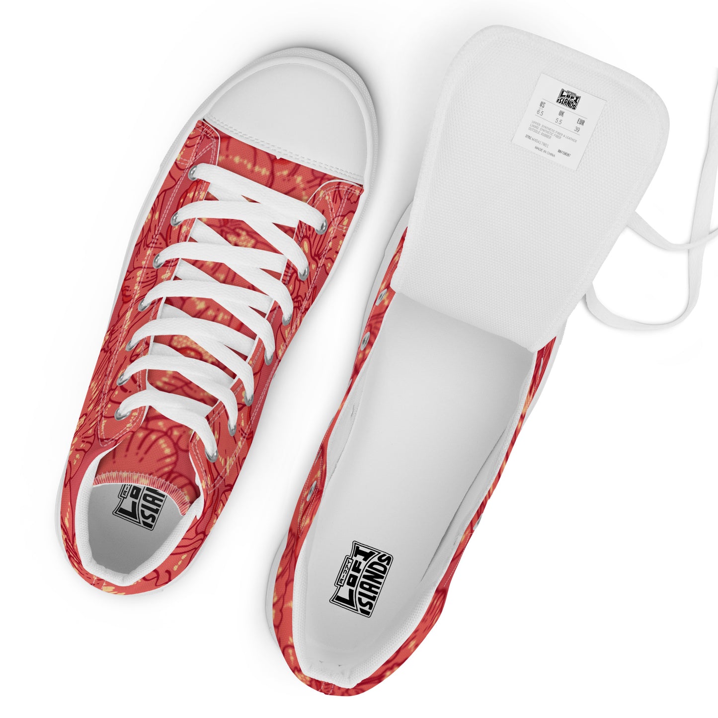 Red Hibiscus Women’s High Top Shoes