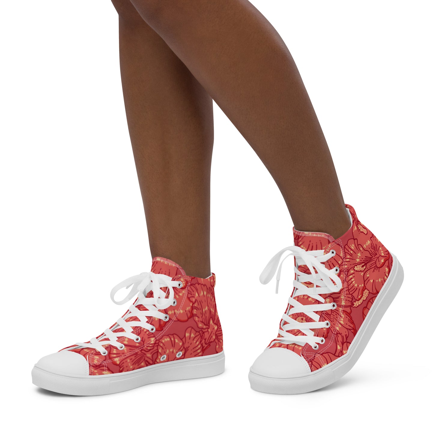 Red Hibiscus Women’s High Top Shoes