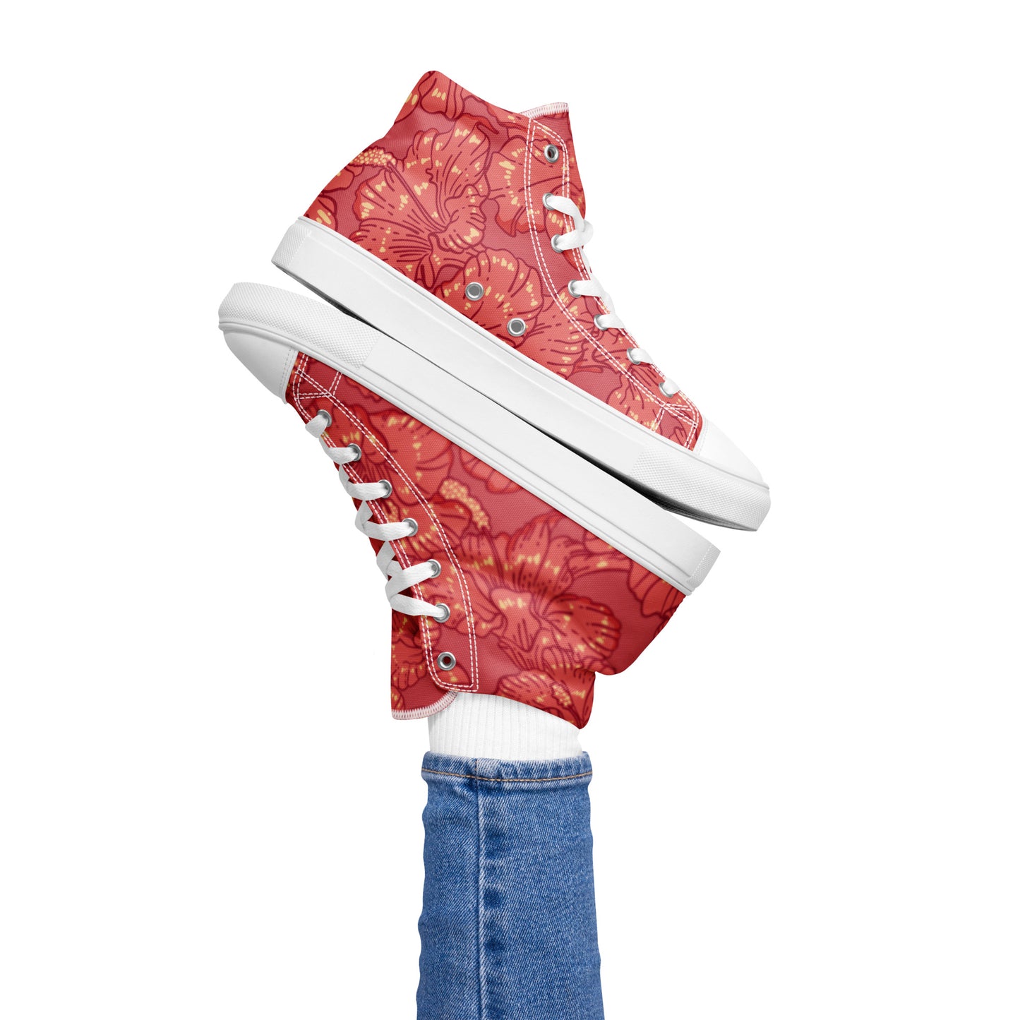 Red Hibiscus Women’s High Top Shoes