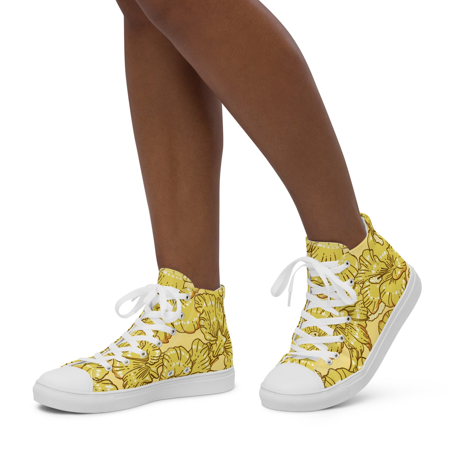 Gold Hibiscus Women’s High Top Shoes