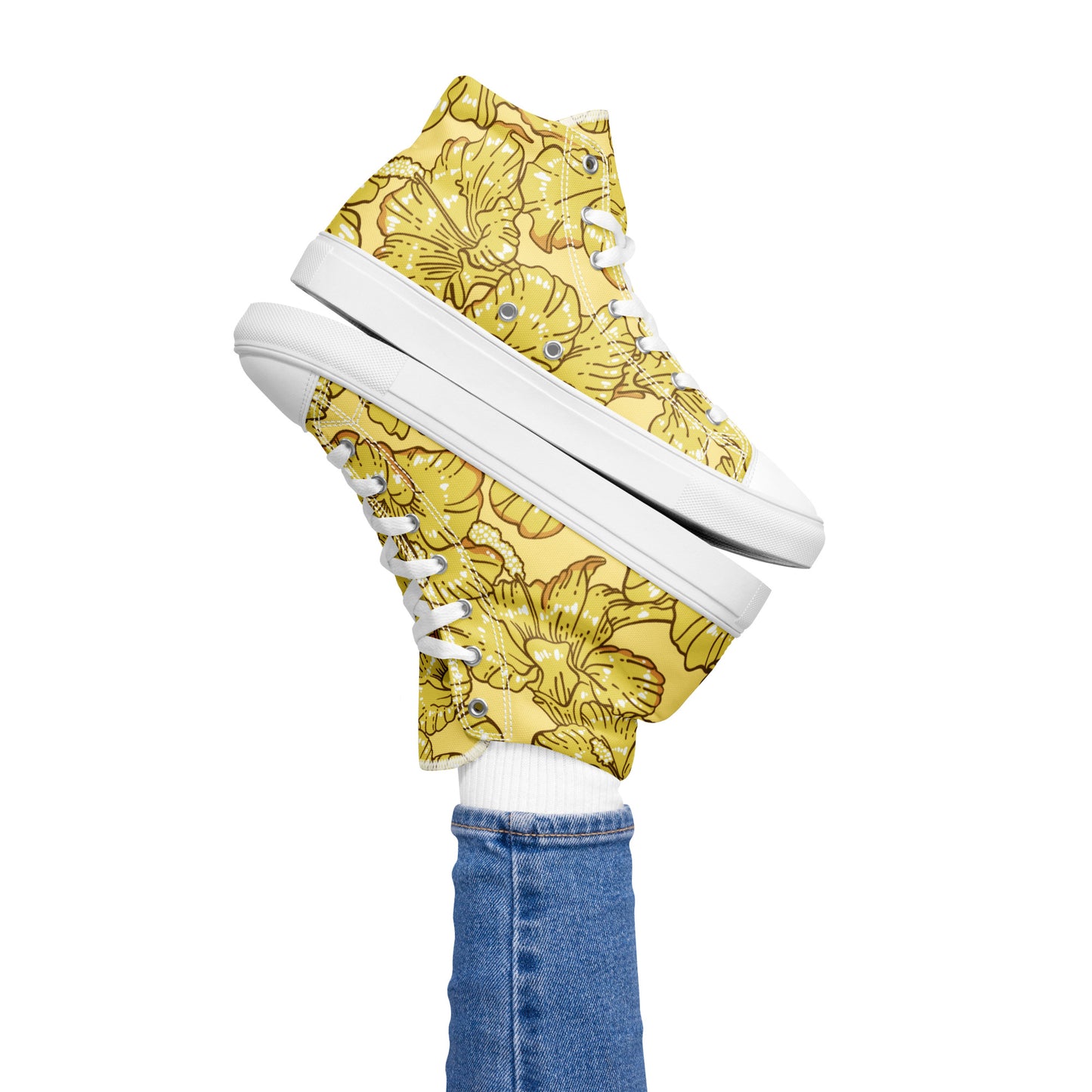 Gold Hibiscus Women’s High Top Shoes