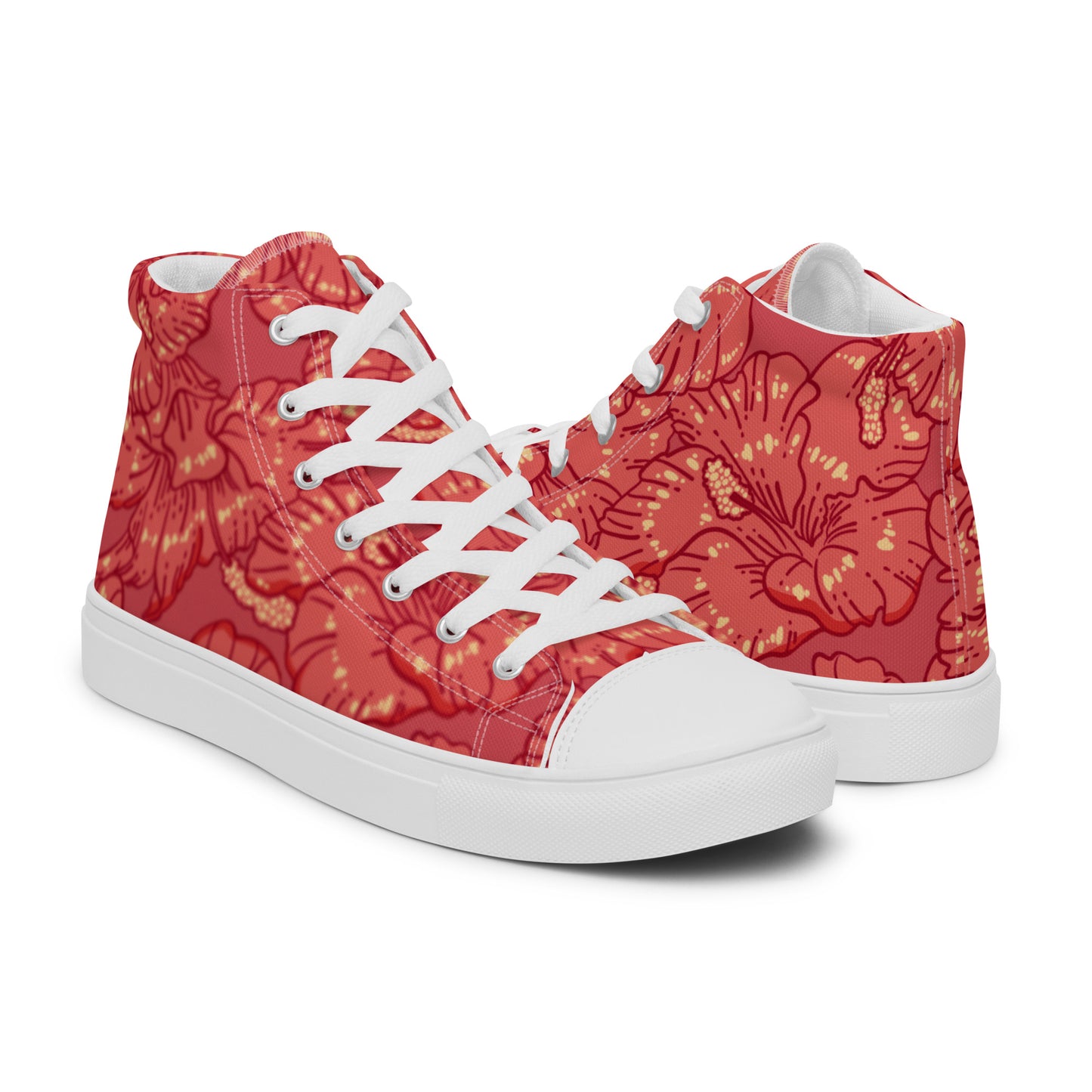 Red Hibiscus Women’s High Top Shoes