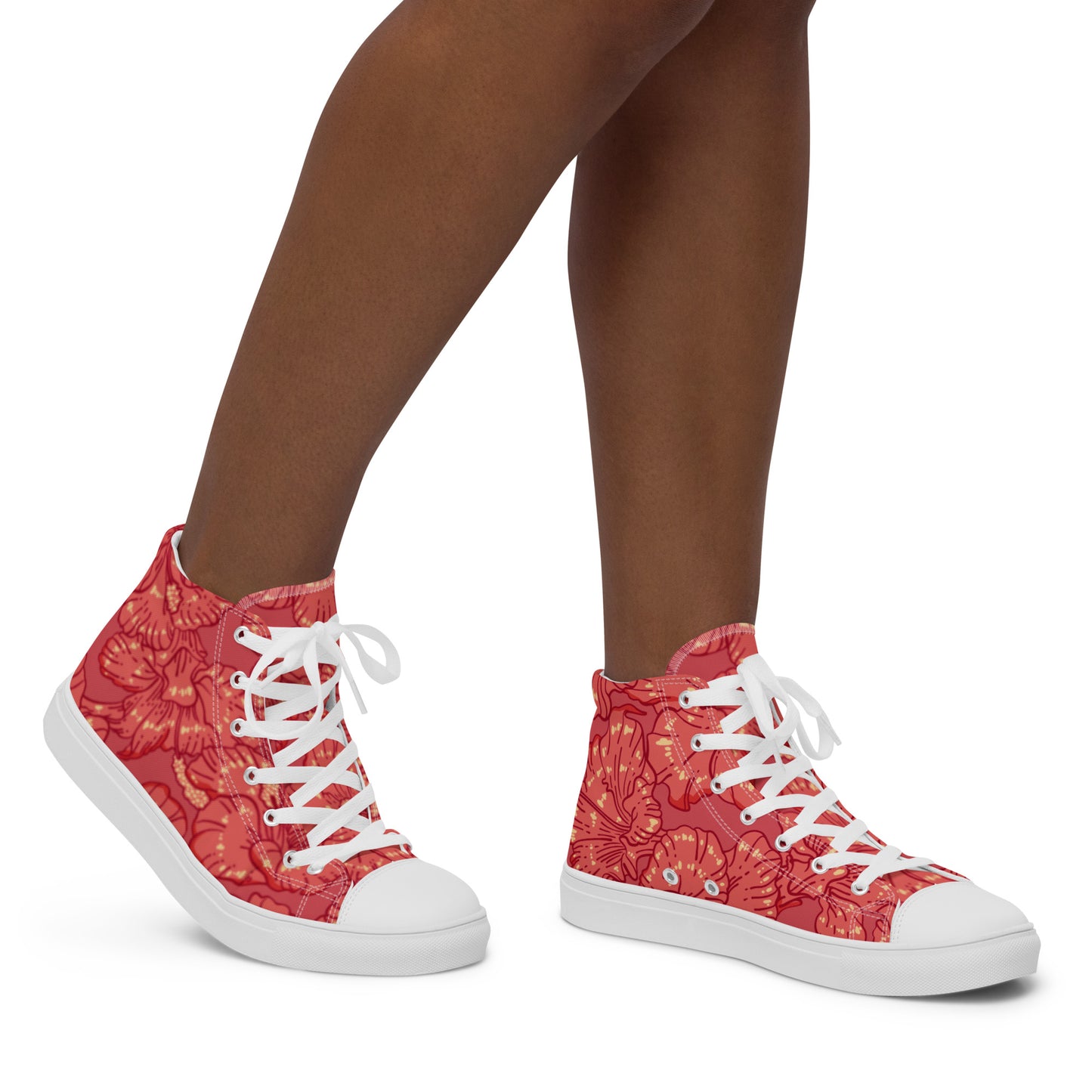 Red Hibiscus Women’s High Top Shoes