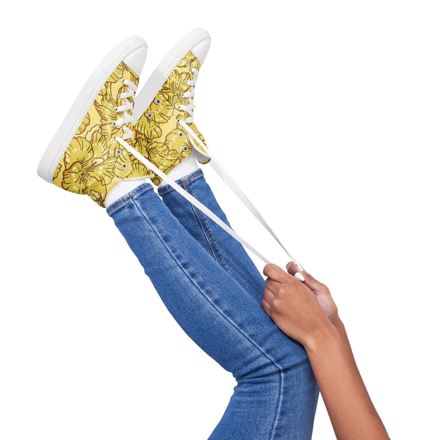 Gold Hibiscus Women’s High Top Shoes