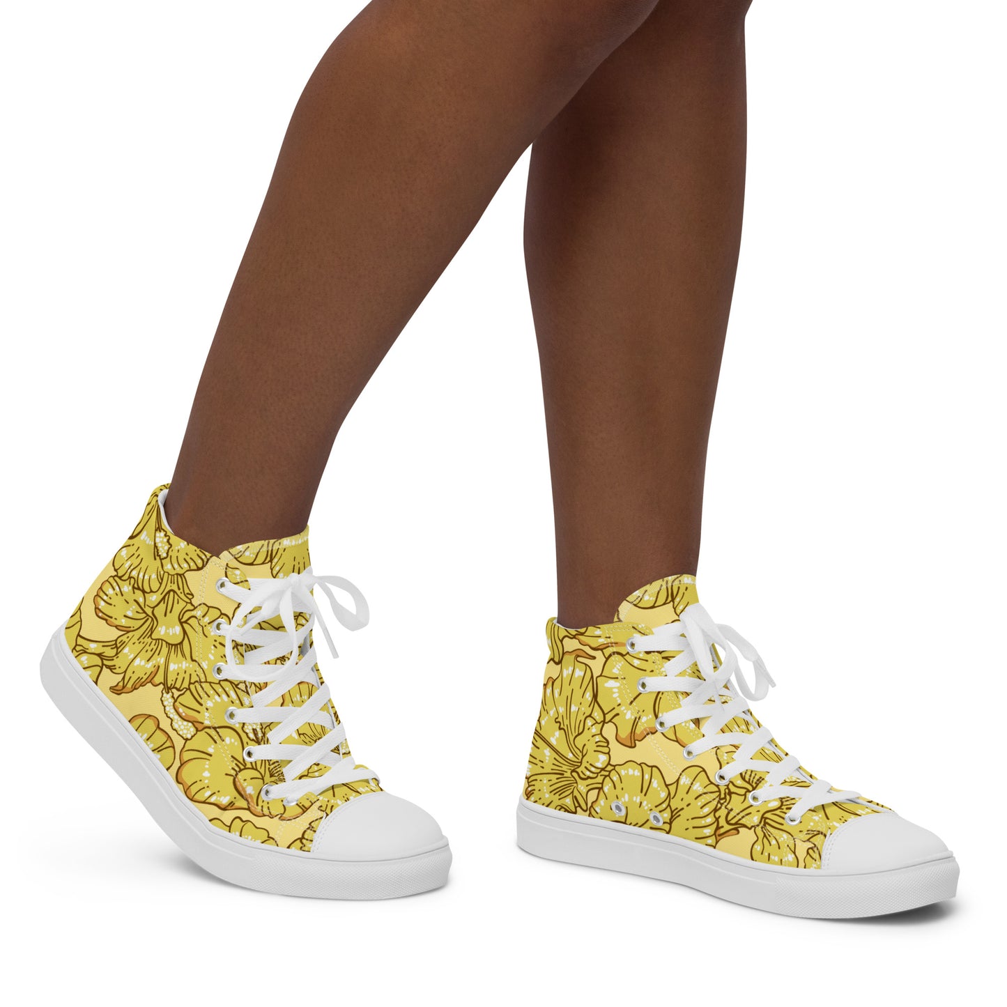 Gold Hibiscus Women’s High Top Shoes